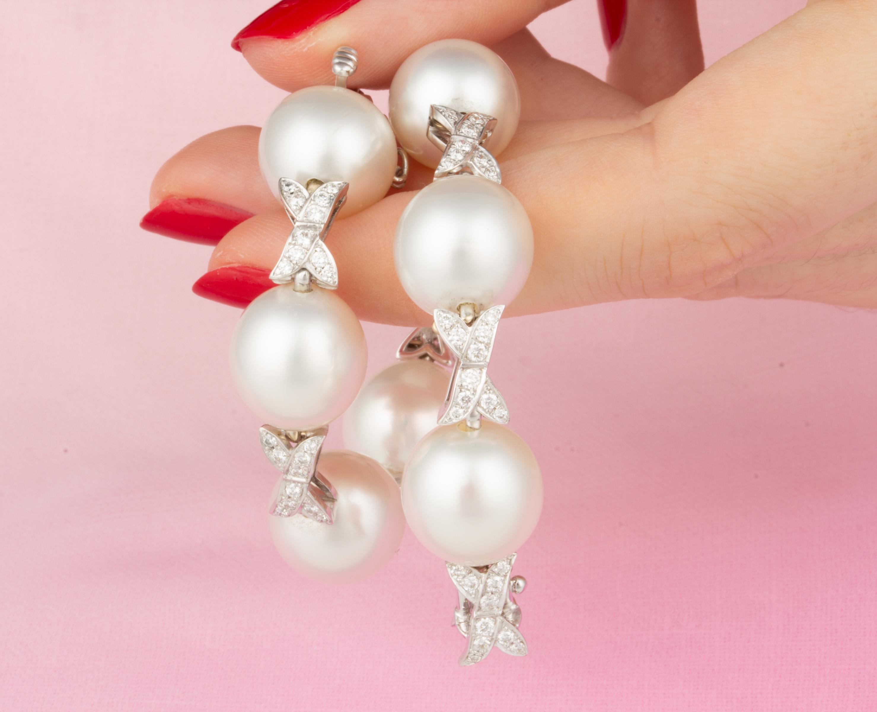 Women's Ella Gafter White South Sea Pearl Diamond Bracelet For Sale