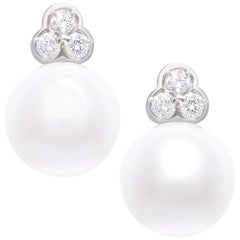 Ella Gafter, boucles d'oreilles en perles des mers du Sud de 15,5 mm et diamants