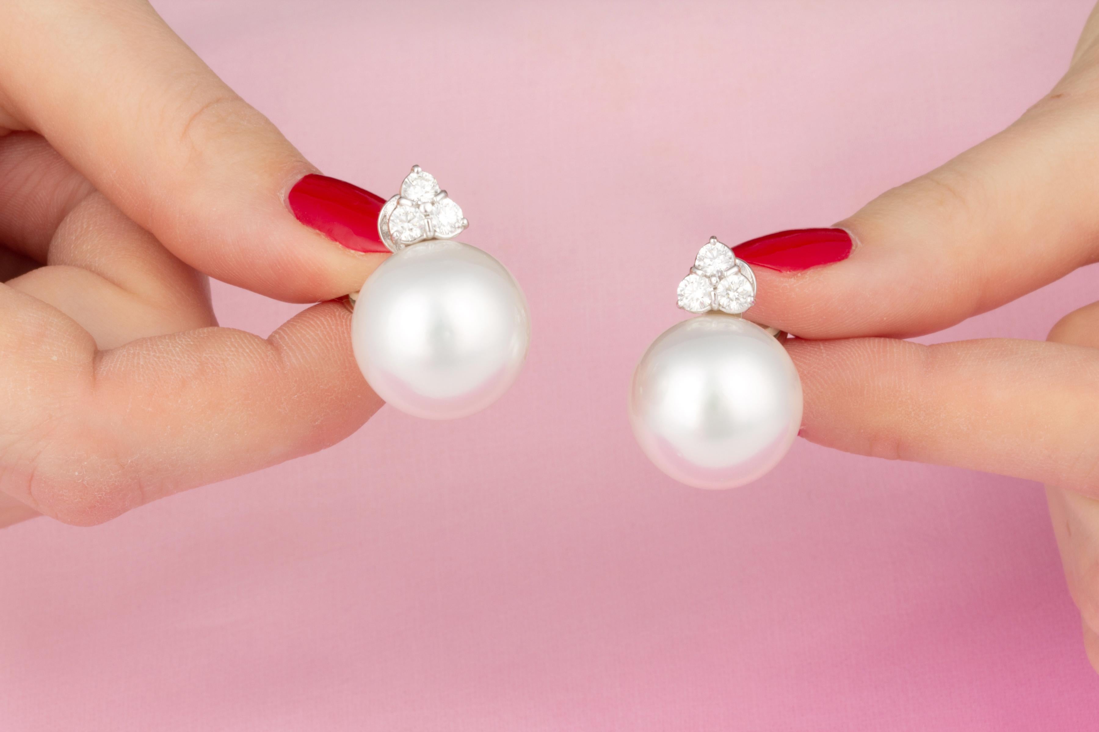 Women's Ella Gafter White South Sea Pearl and Diamond Clip-On Earrings 