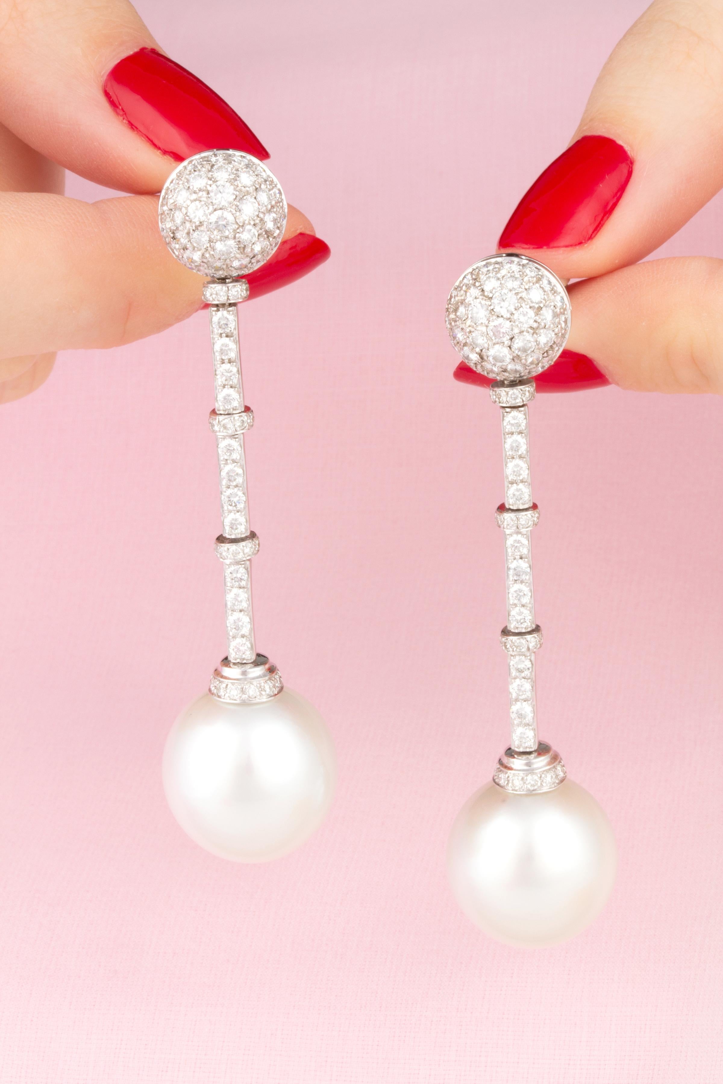 drop pearl diamond earrings