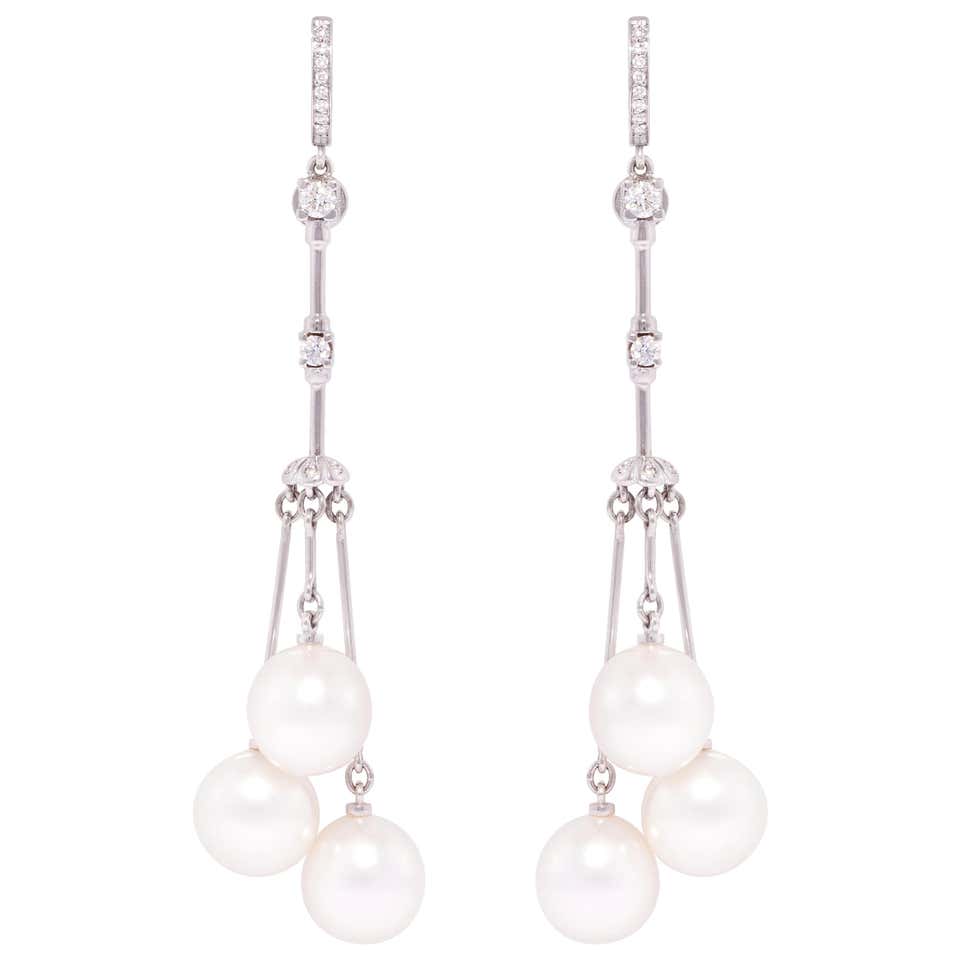 Ella Gafter South Sea Pearl Diamond Bow Earrings For Sale at 1stDibs ...