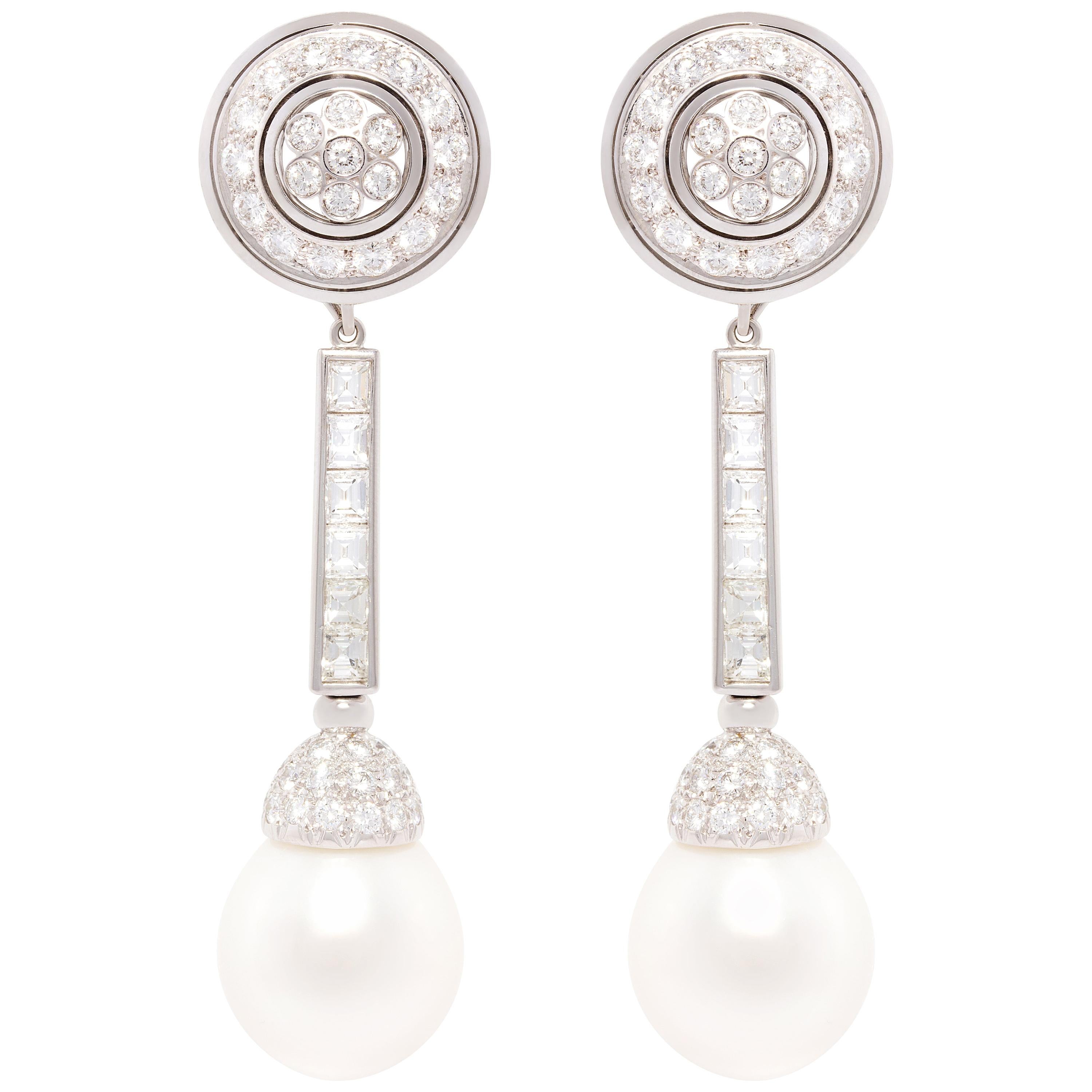 Ella Gafter 18.5mm South Sea Pearl Diamond Drop Earrings