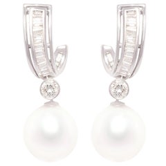 Ella Gafter White South Sea Pearl and Diamond Drop Earrings White Gold