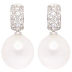 Ella Gafter 14 x 15mm South Sea Pearl Diamond Earrings