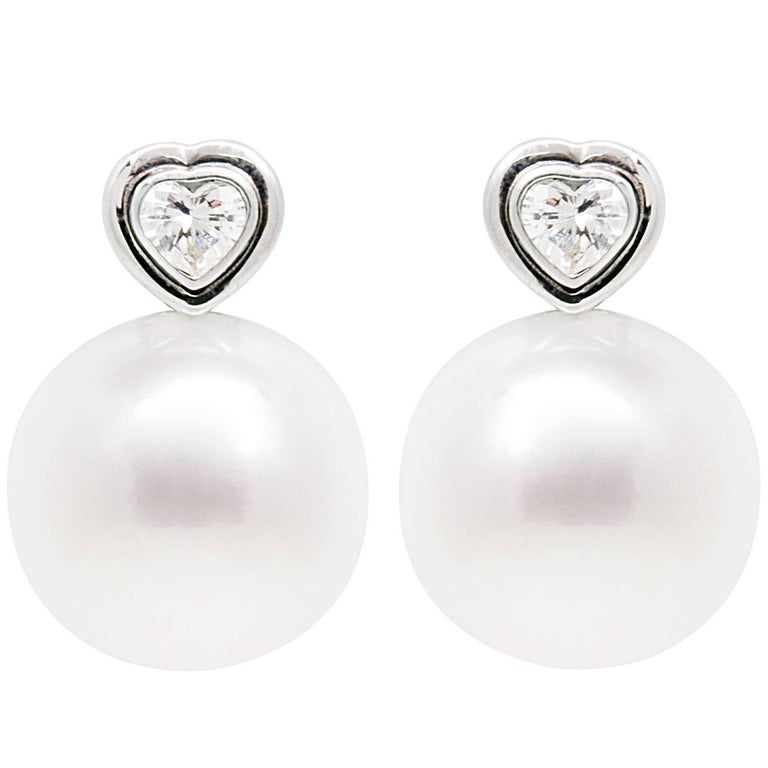 Natural Baroque south Sea Pearl and diamond Earrings For Sale at 1stdibs