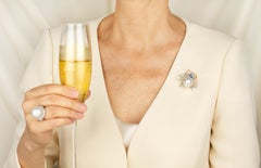 Bee Brooch Pin Blue Sapphire Pearl Diamond Design by Ella Gafter