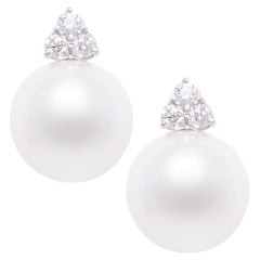 Ella Gafter White South Sea Pearl Diamond Clip on Earrings