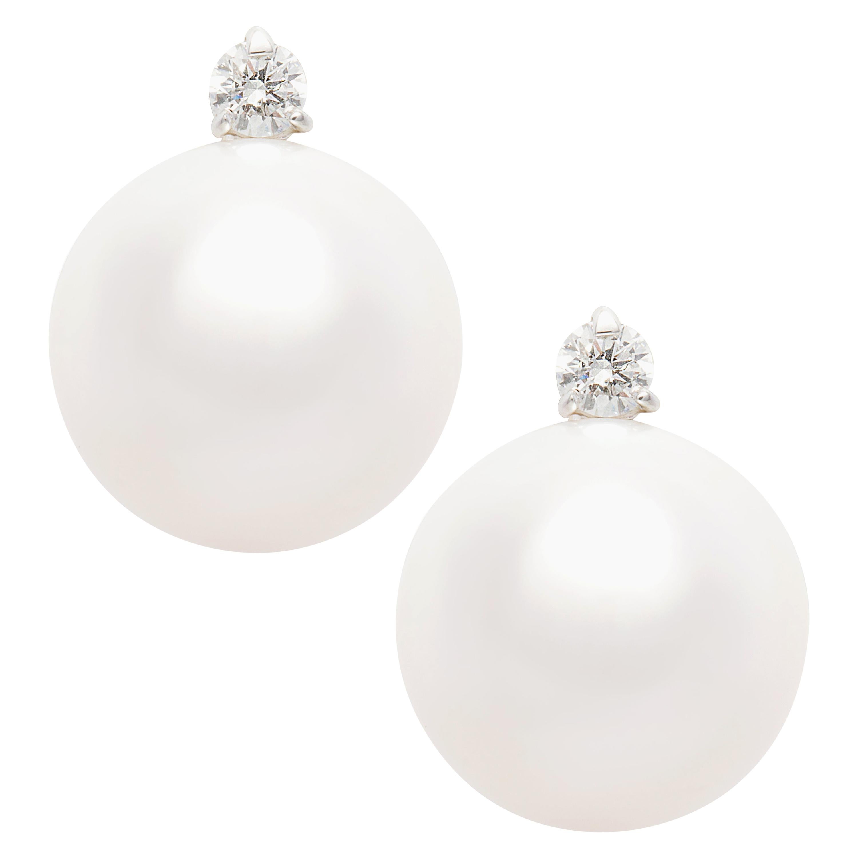 Ella Gafter White South Sea Pearl Stud Earrings For Sale