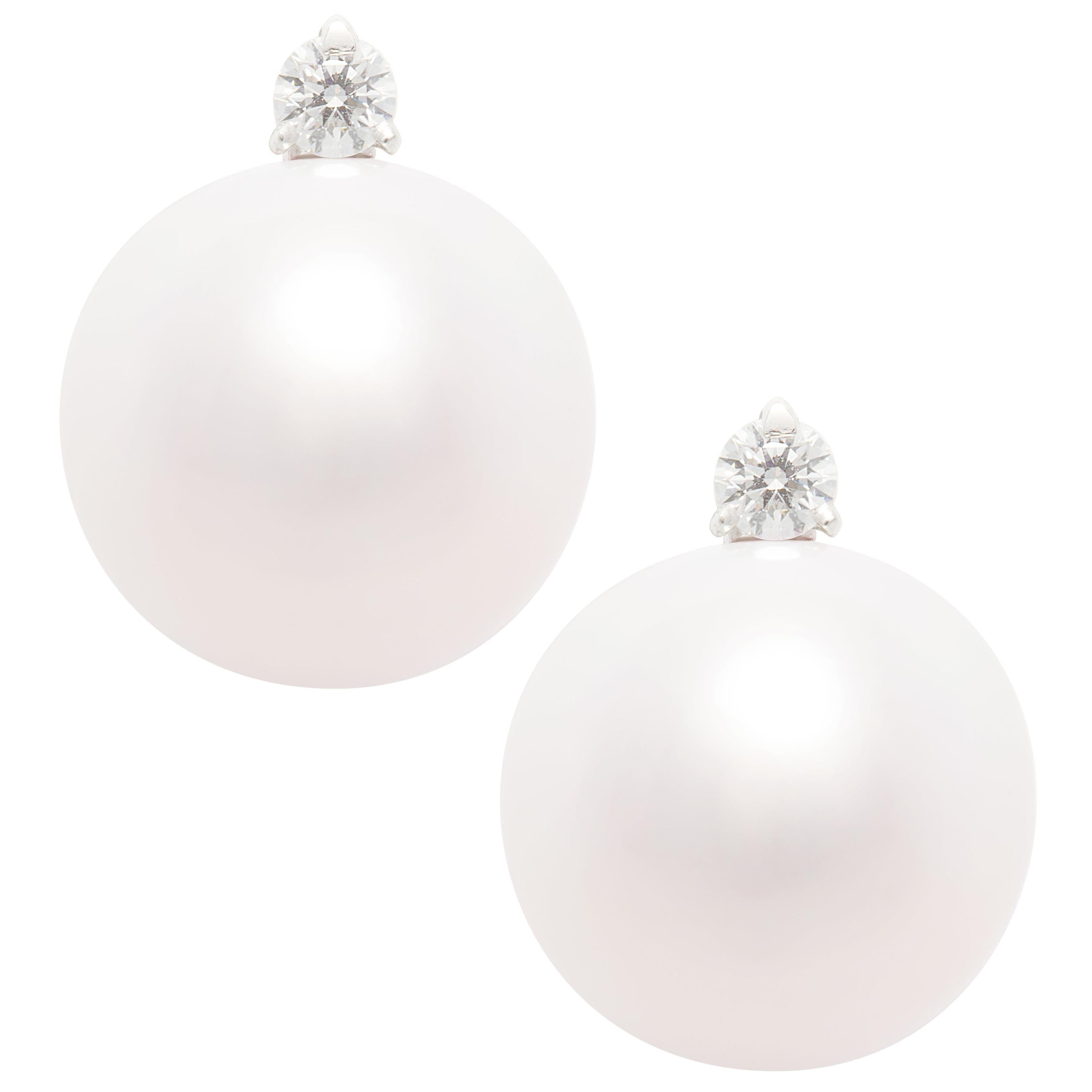 Ella Gafter White South Sea Pearl Stud Earrings For Sale