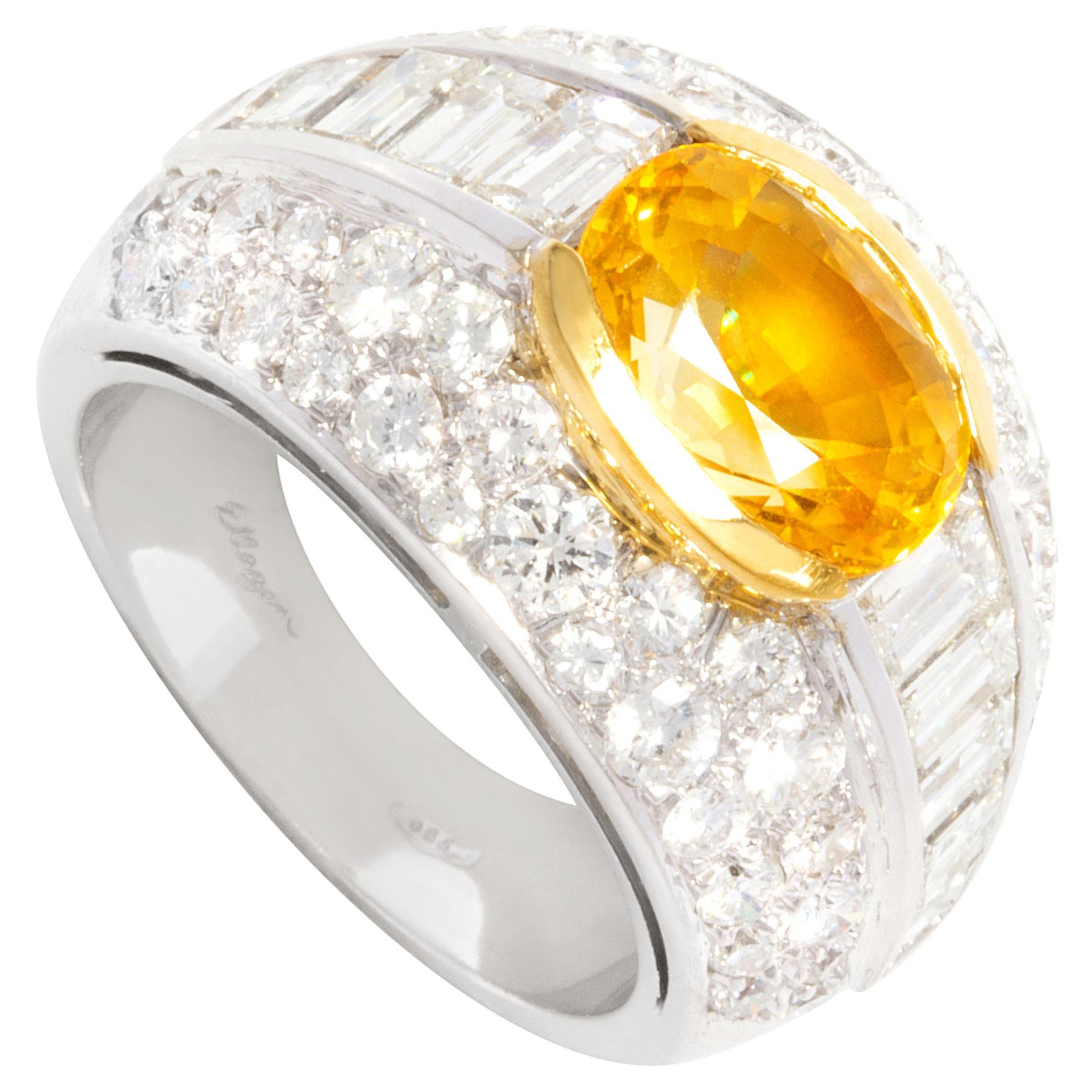 Ella Gafter Yellow Sapphire Diamond Cocktail Ring For Sale