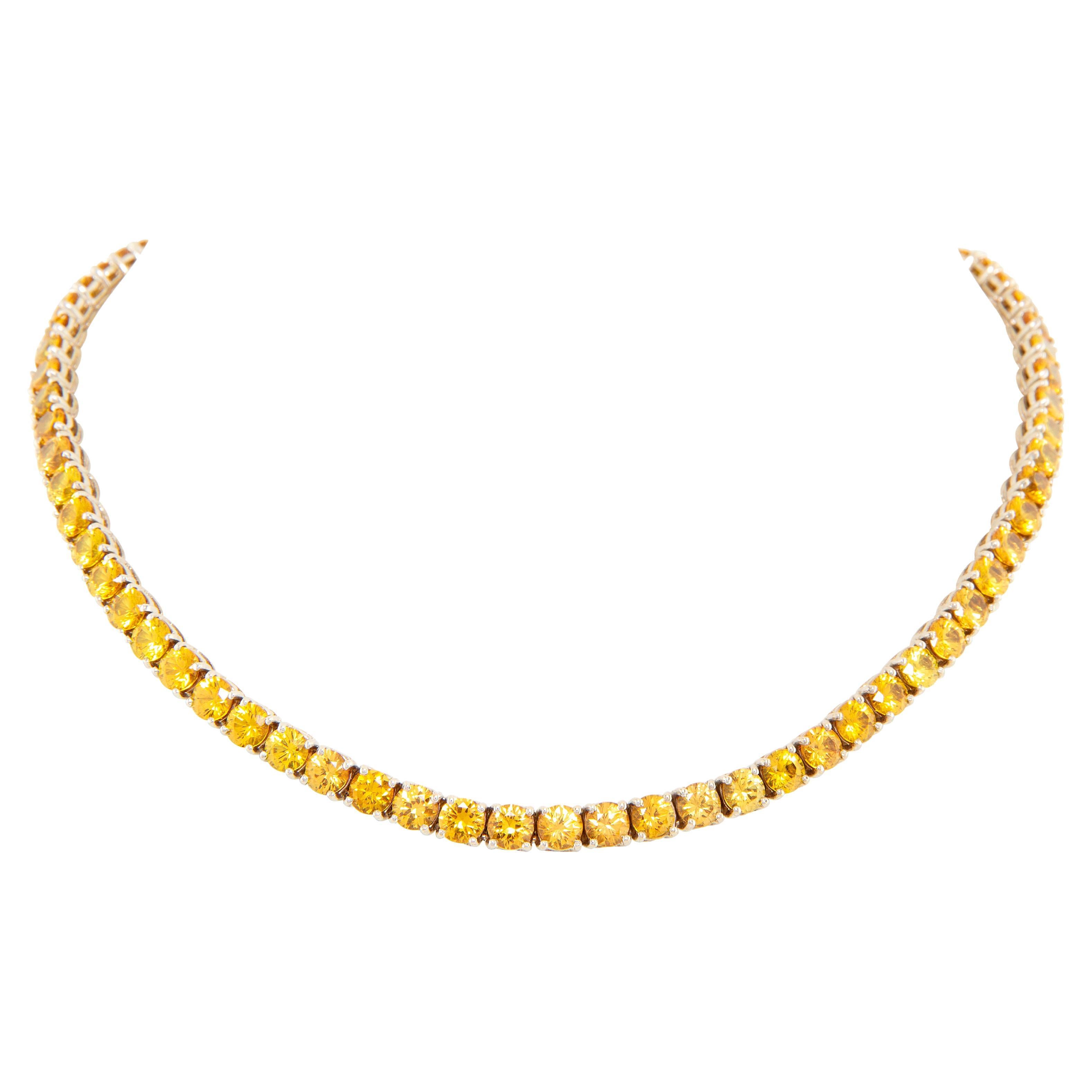 Ella Gafter Yellow Sapphire Choker Riviera Necklace For Sale