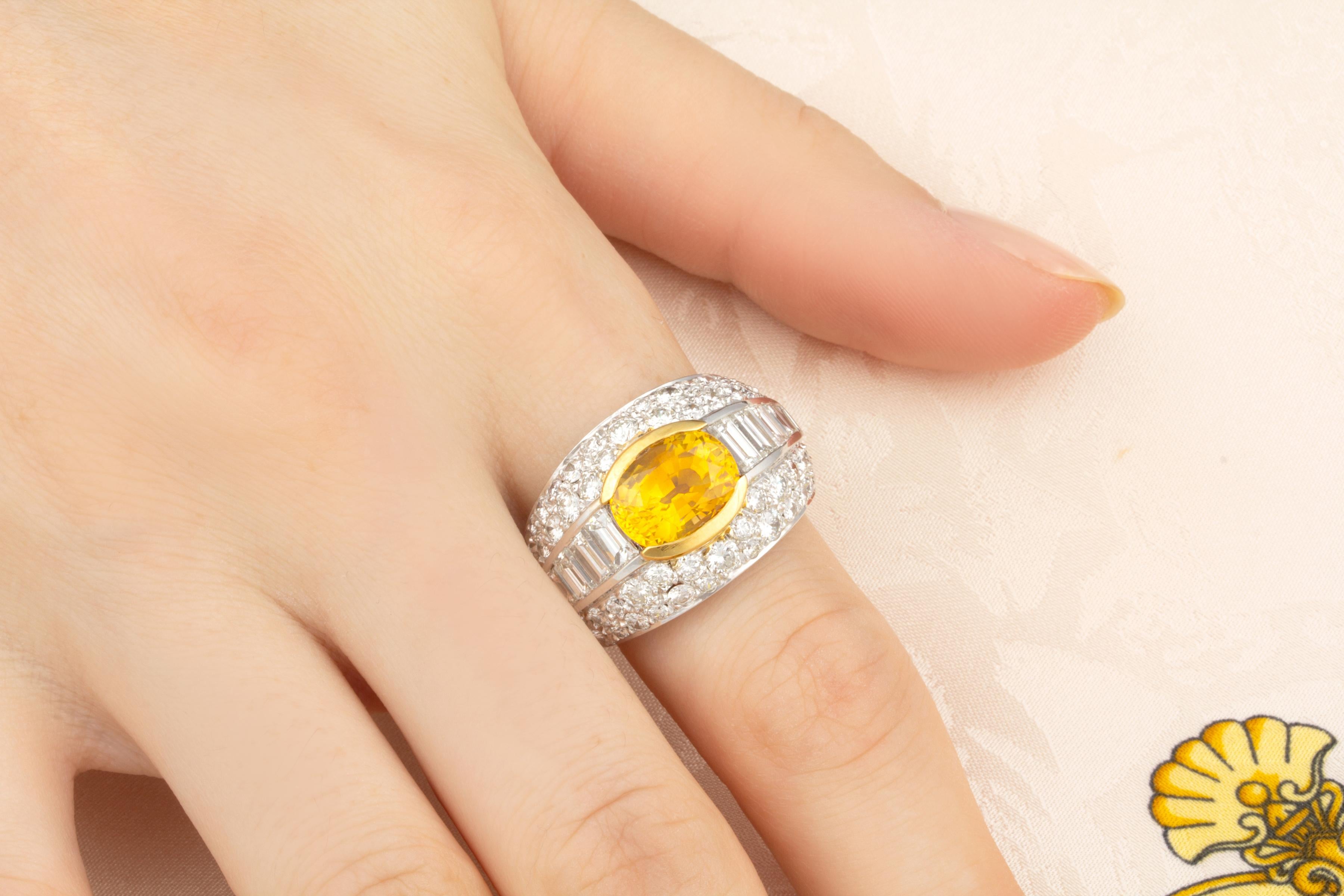 Artist Ella Gafter Yellow Sapphire Diamond Cocktail Ring For Sale