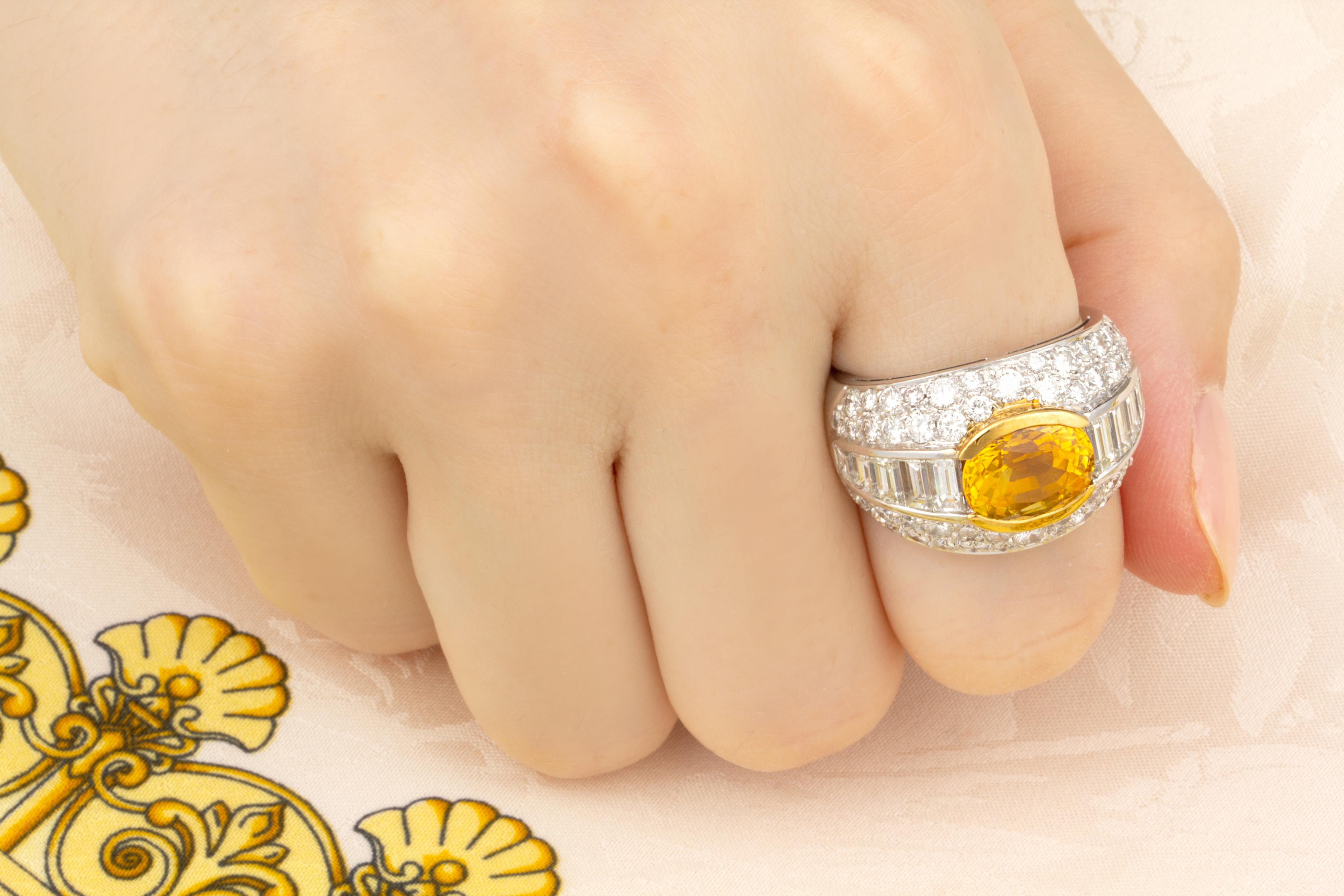 Oval Cut Ella Gafter Yellow Sapphire Diamond Cocktail Ring For Sale