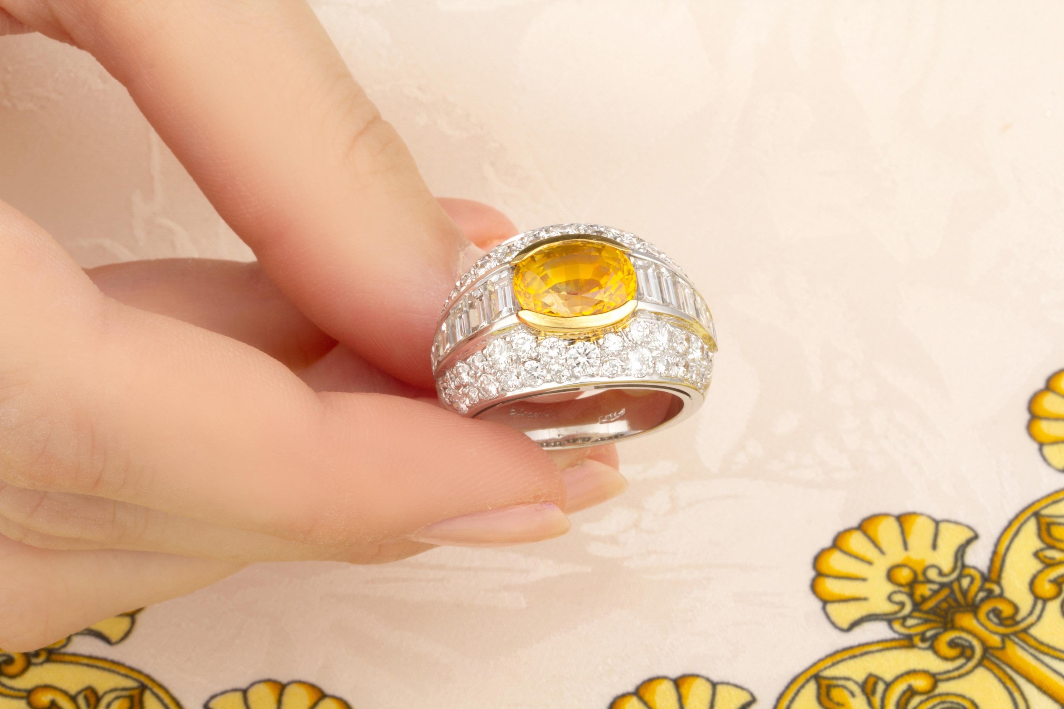 Ella Gafter Yellow Sapphire Diamond Cocktail Ring In New Condition For Sale In New York, NY