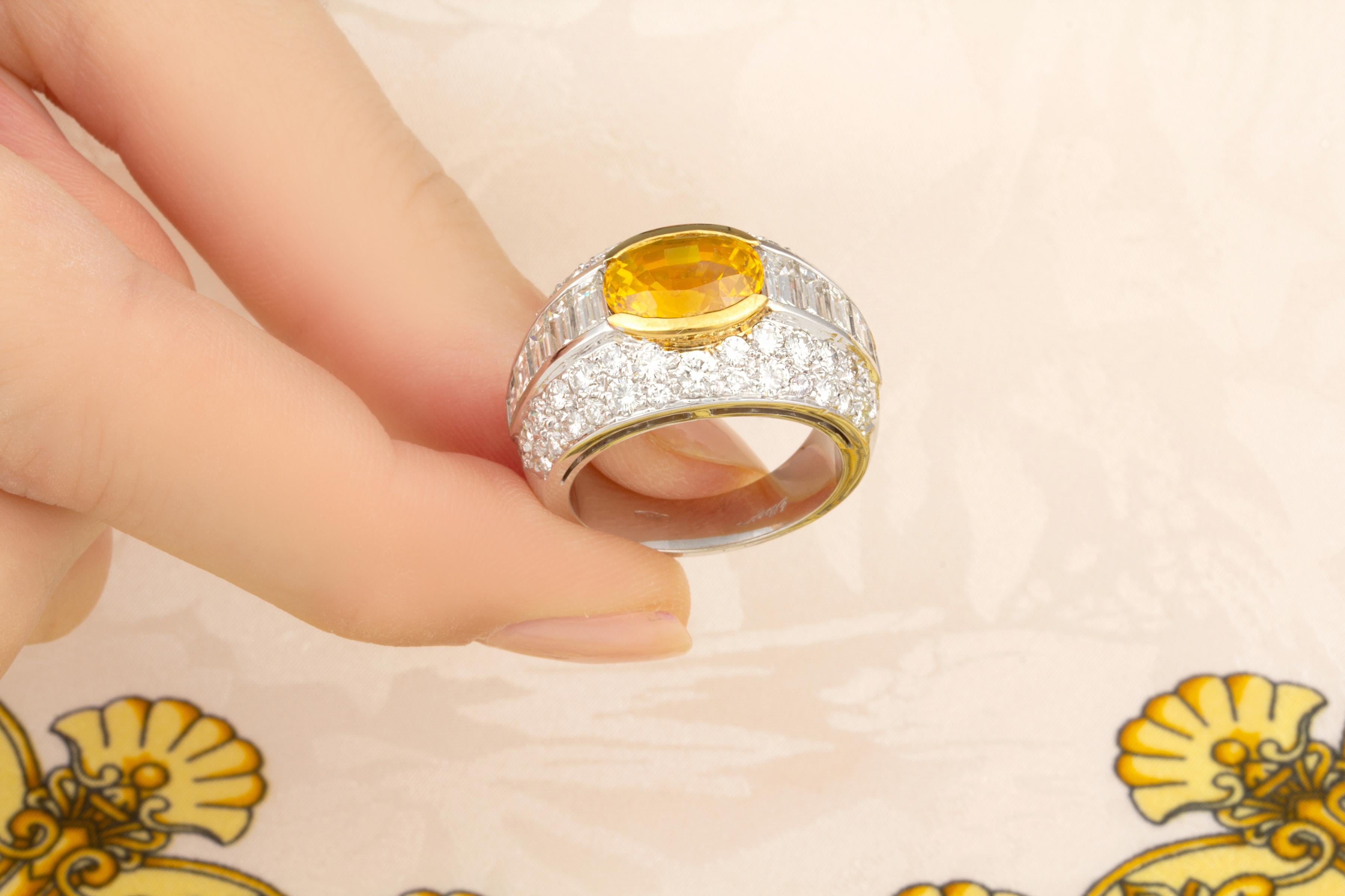 Ella Gafter Yellow Sapphire Diamond Cocktail Ring For Sale 1