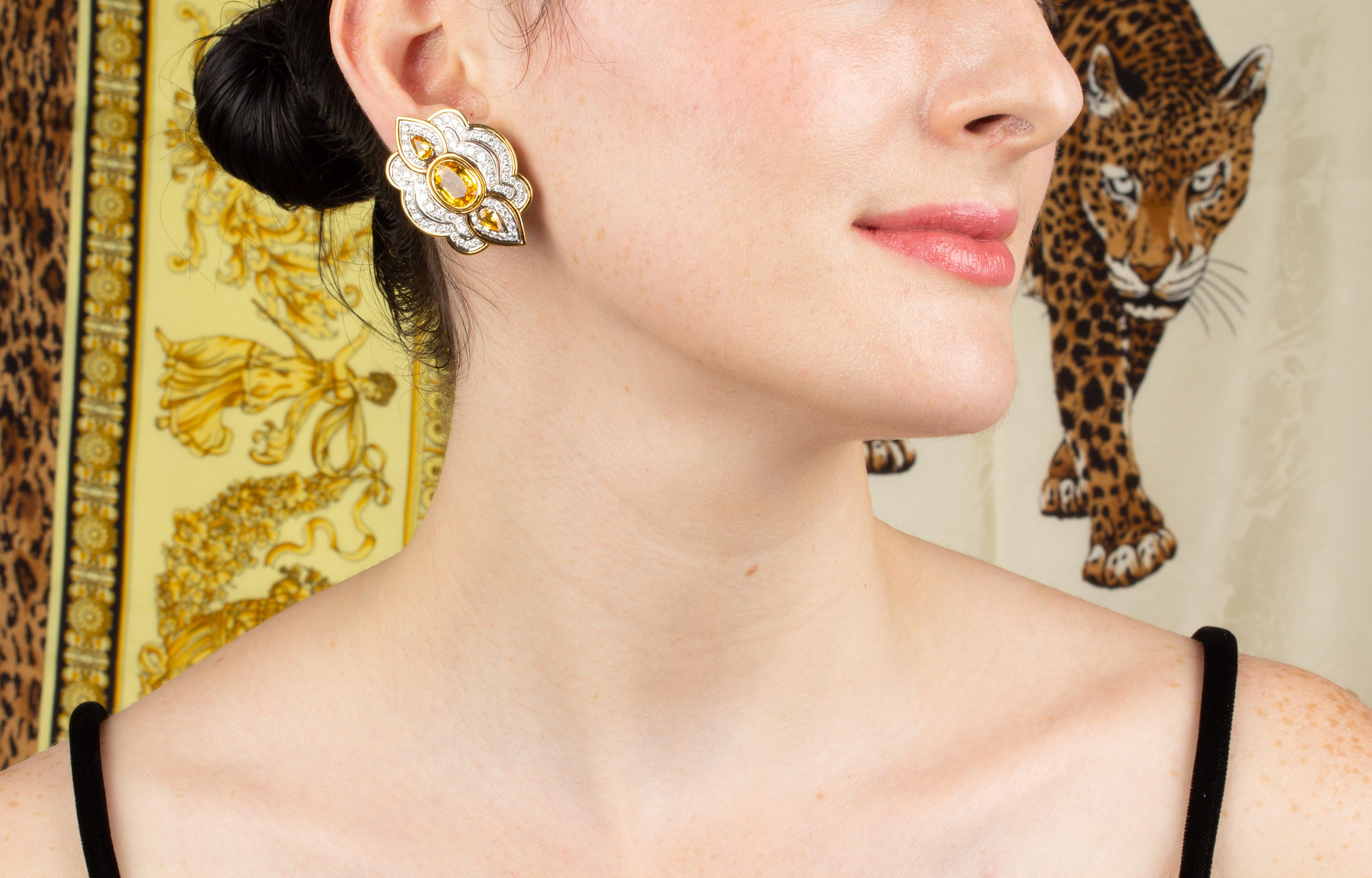 Ella Gafter Yellow Sapphire Diamond Earrings For Sale 4