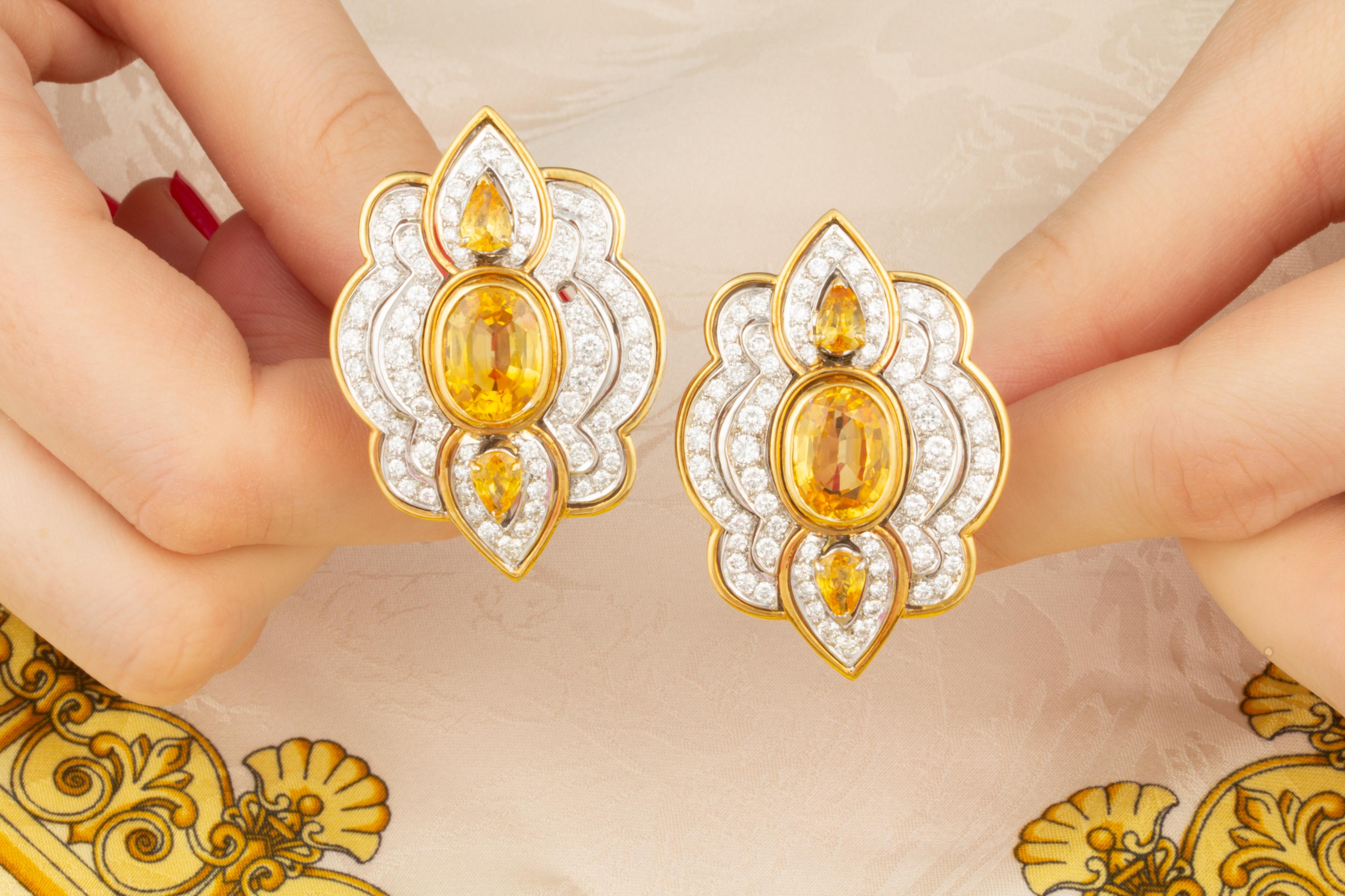 Boucles d'oreilles Ella Gafter saphir jaune et diamant Pour femmes en vente