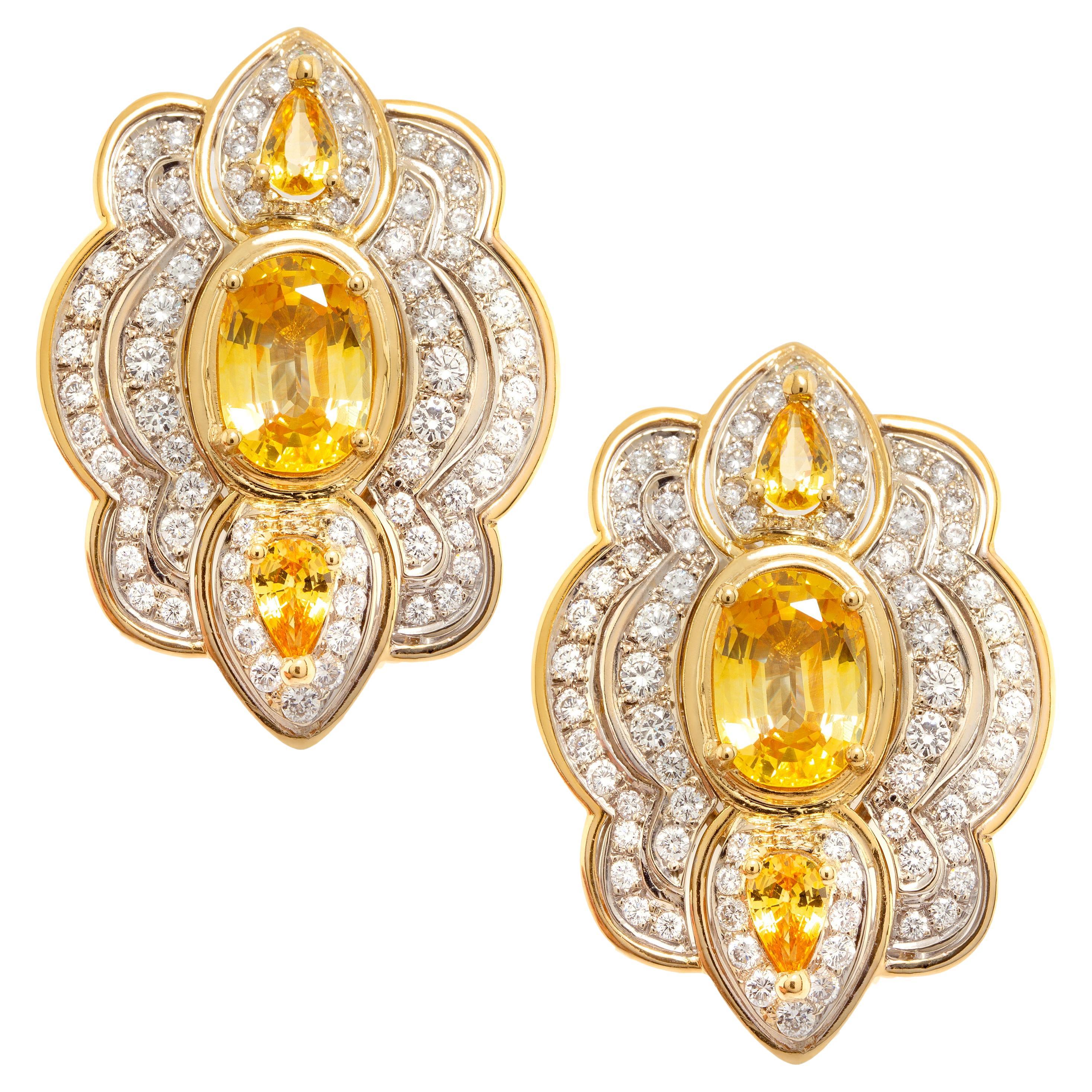 Ella Gafter Yellow Sapphire Diamond Earrings For Sale