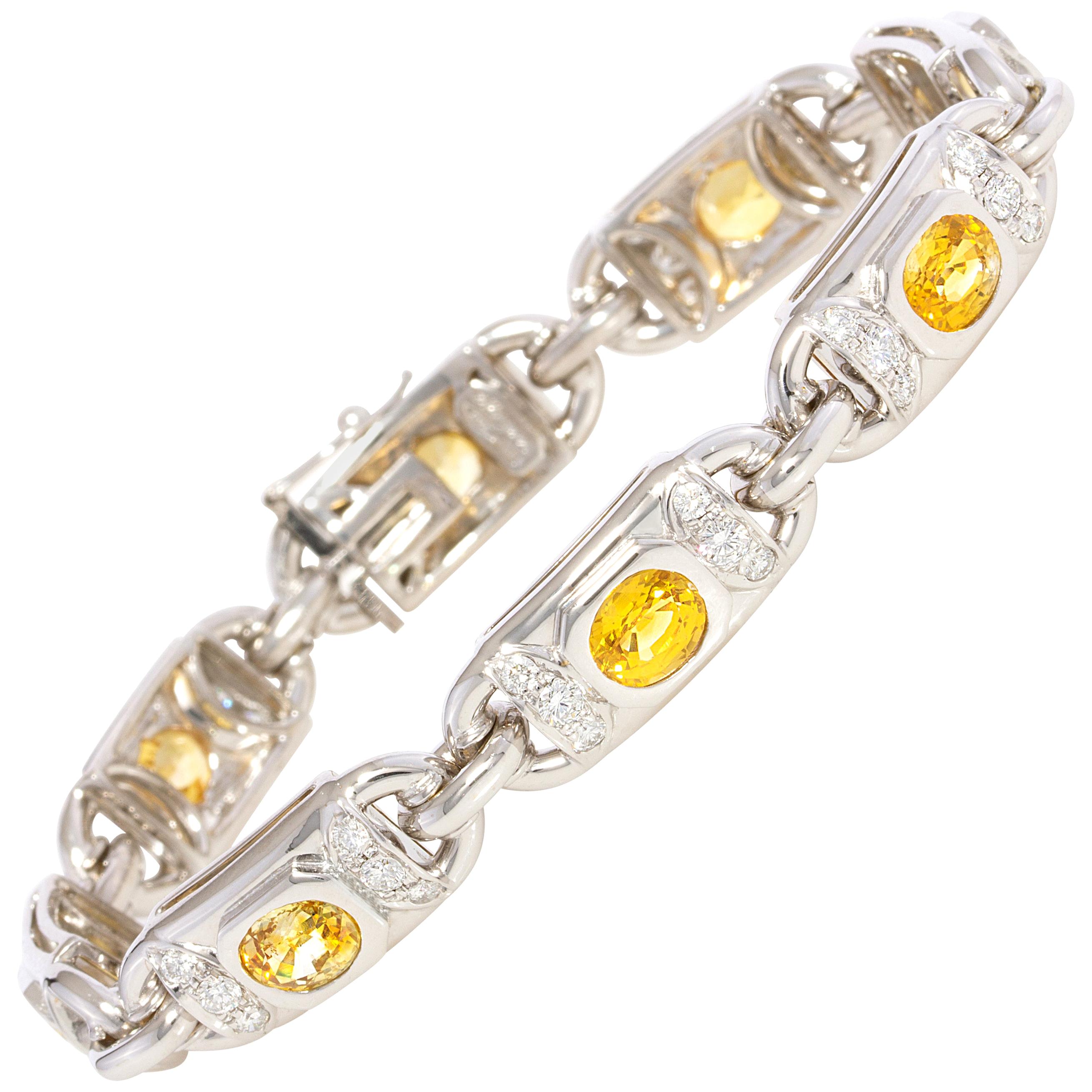 Tennisarmband mit gelbem Saphir und Diamanten Design von Ella Gafter