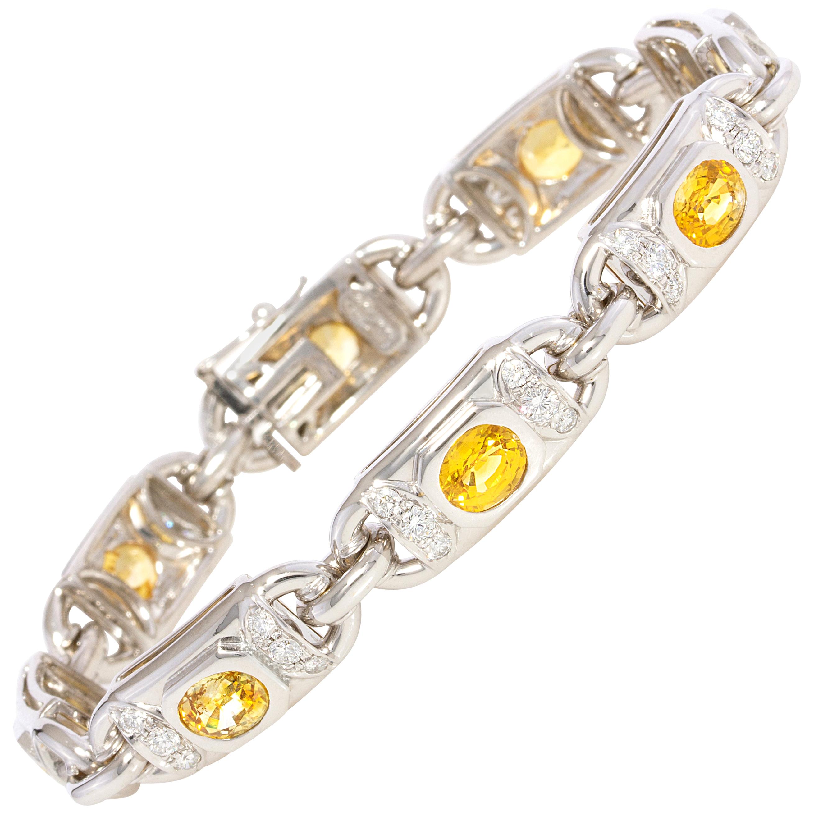 Ella Gafter Yellow Sapphire Diamond Flexible Tennis Bracelet For Sale