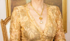 Ella Gafter 18k Gold Yellow Sapphire Diamond Pendant Necklace, Italy