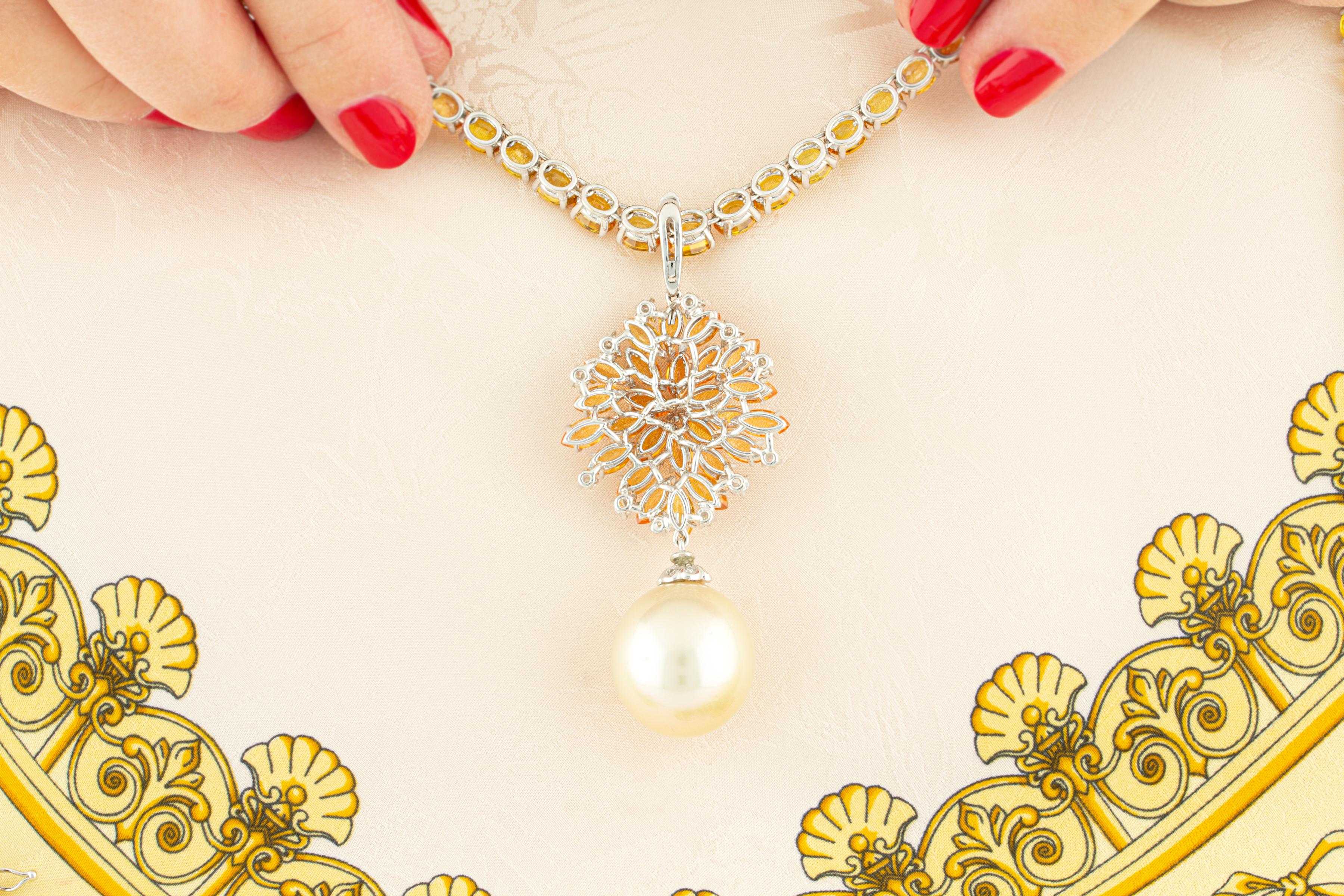 Artist Ella Gafter Yellow Sapphire Diamond Necklace For Sale