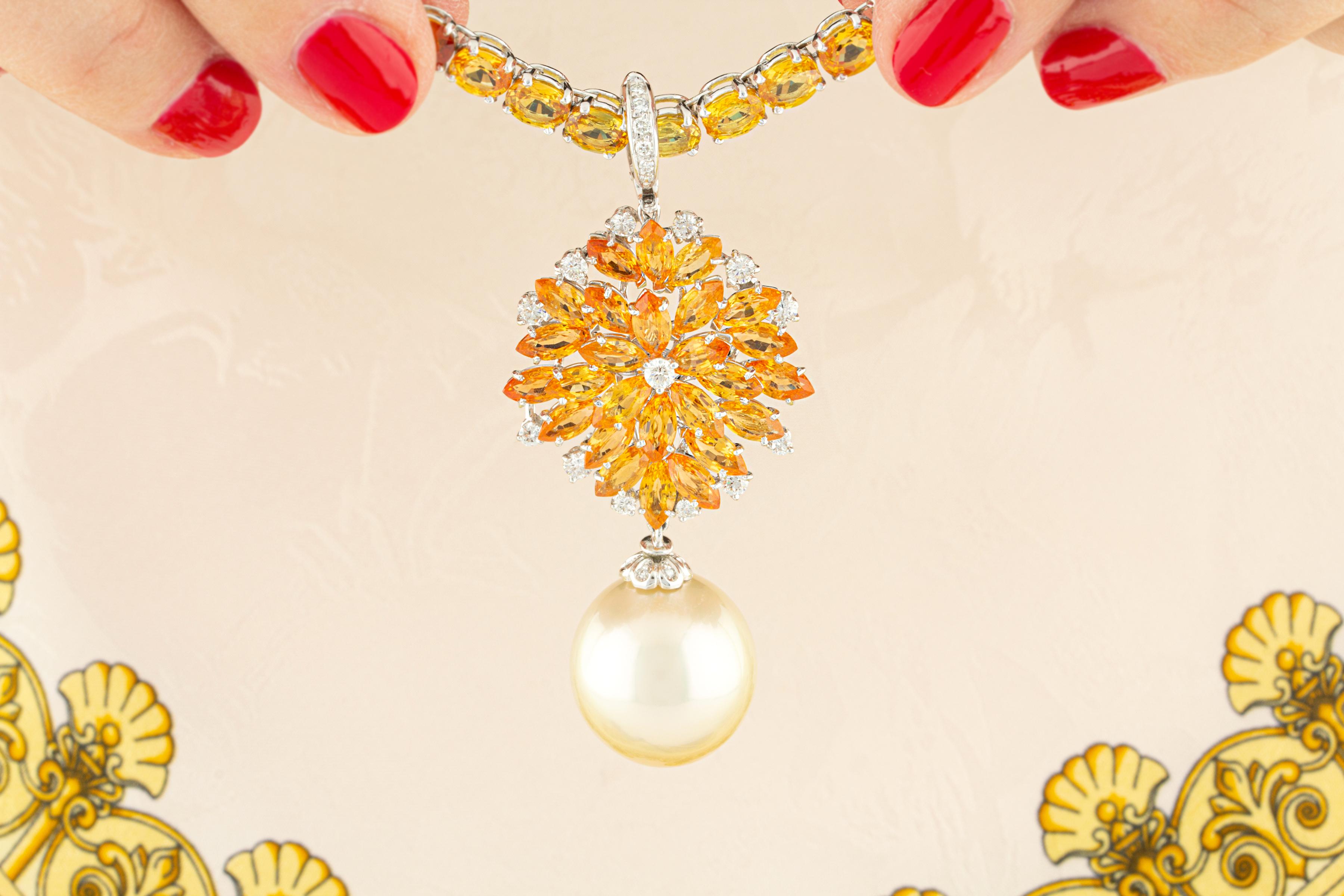 Ella Gafter Yellow Sapphire Diamond Necklace In New Condition For Sale In New York, NY