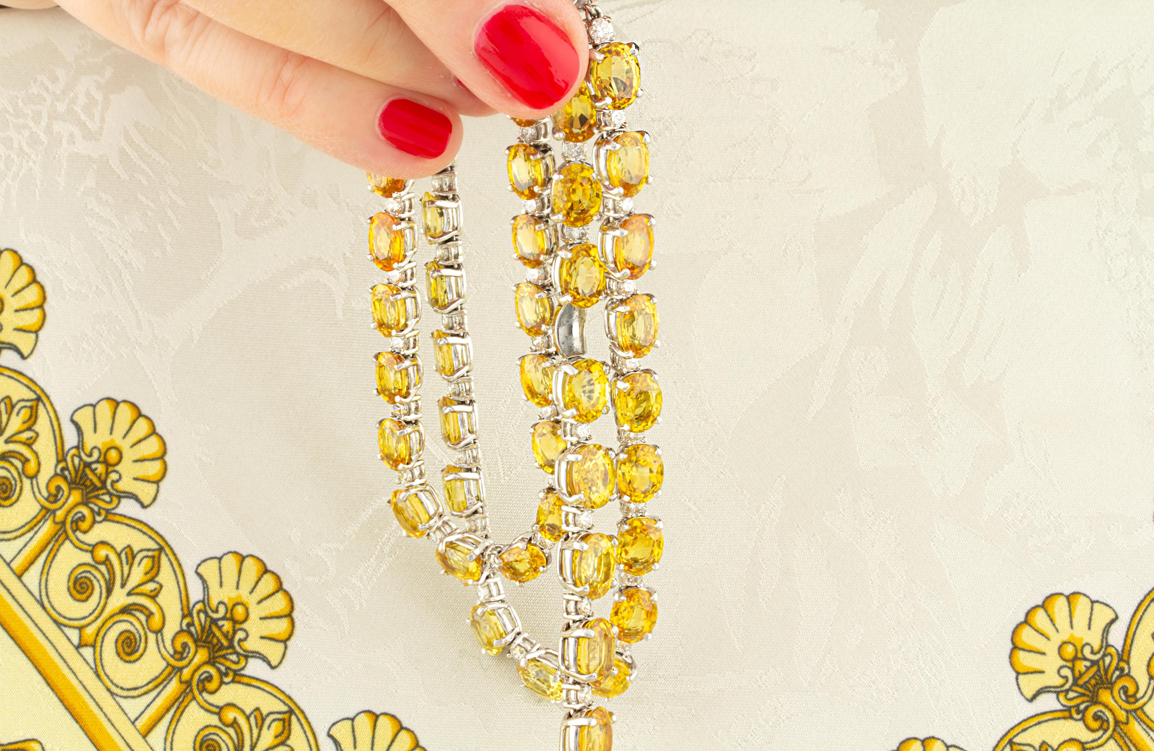 Ella Gafter Yellow Sapphire Diamond Pearl Necklace For Sale 7