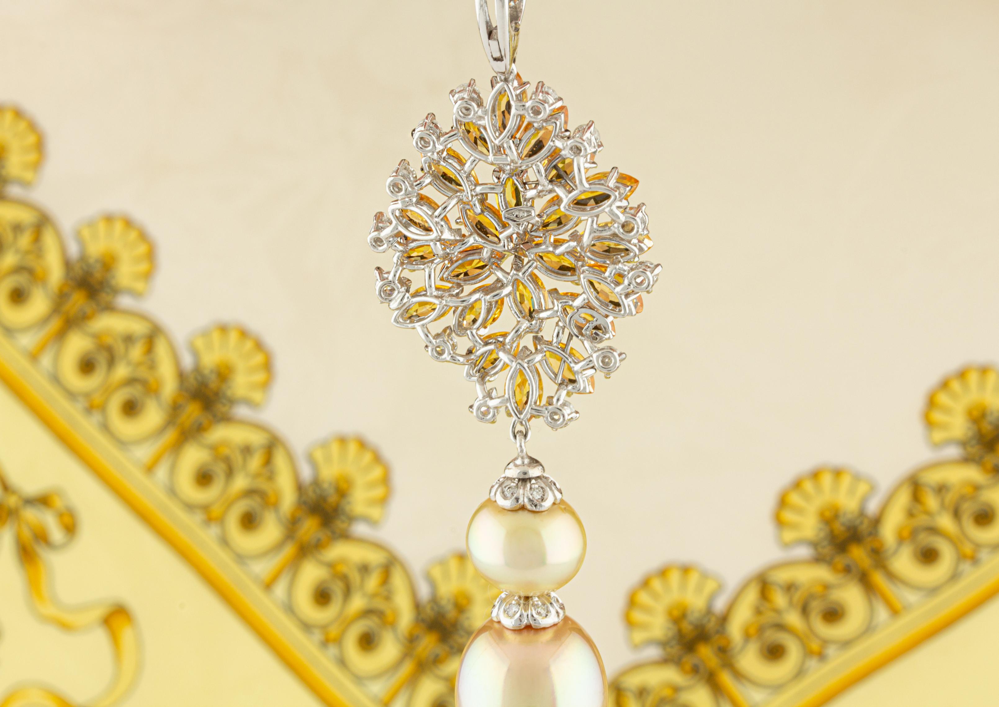 Ella Gafter Collier de perles en saphir jaune et diamants Pour femmes en vente