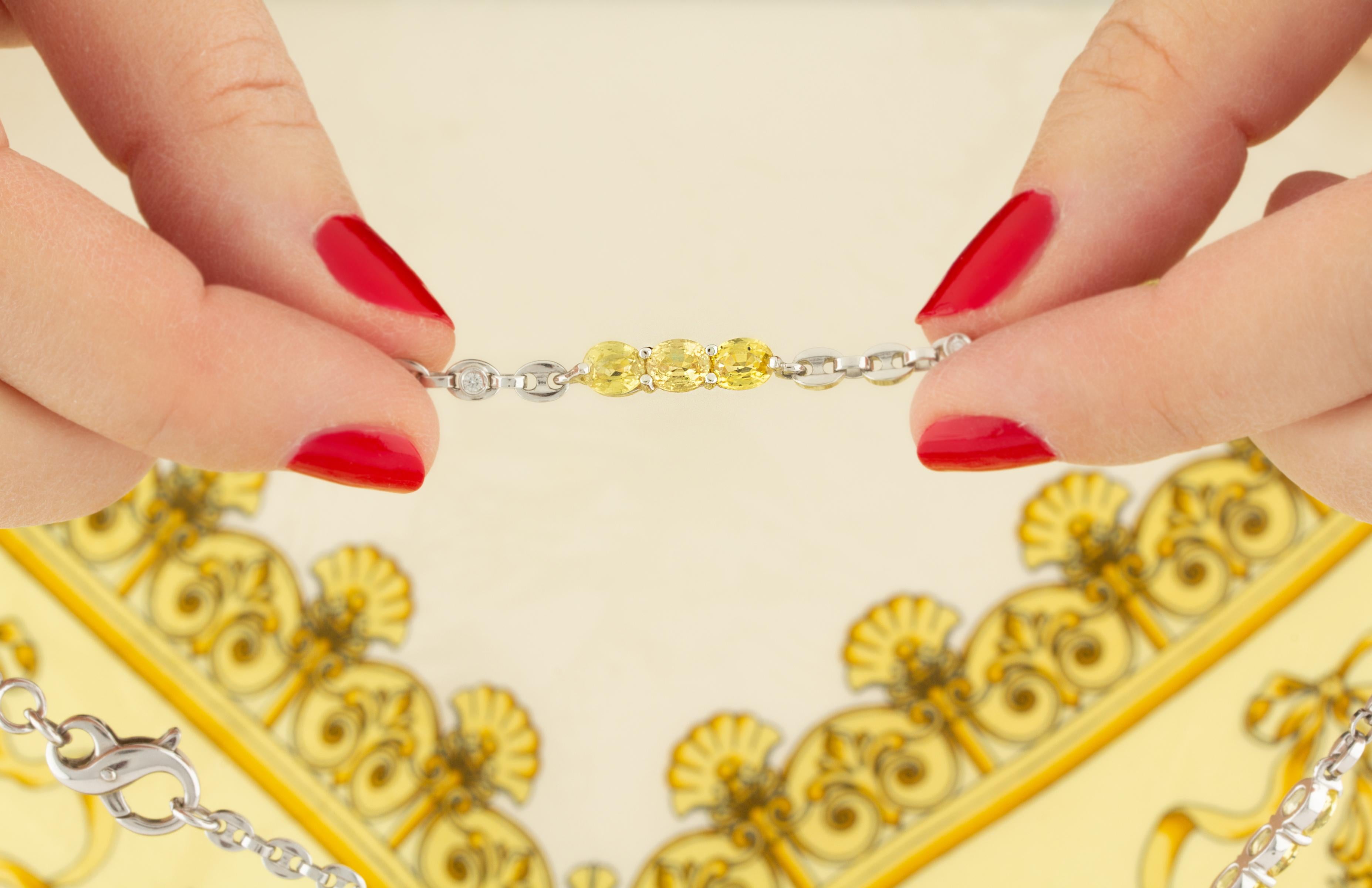 Ella Gafter Collier de perles en saphir jaune et diamants en vente 2