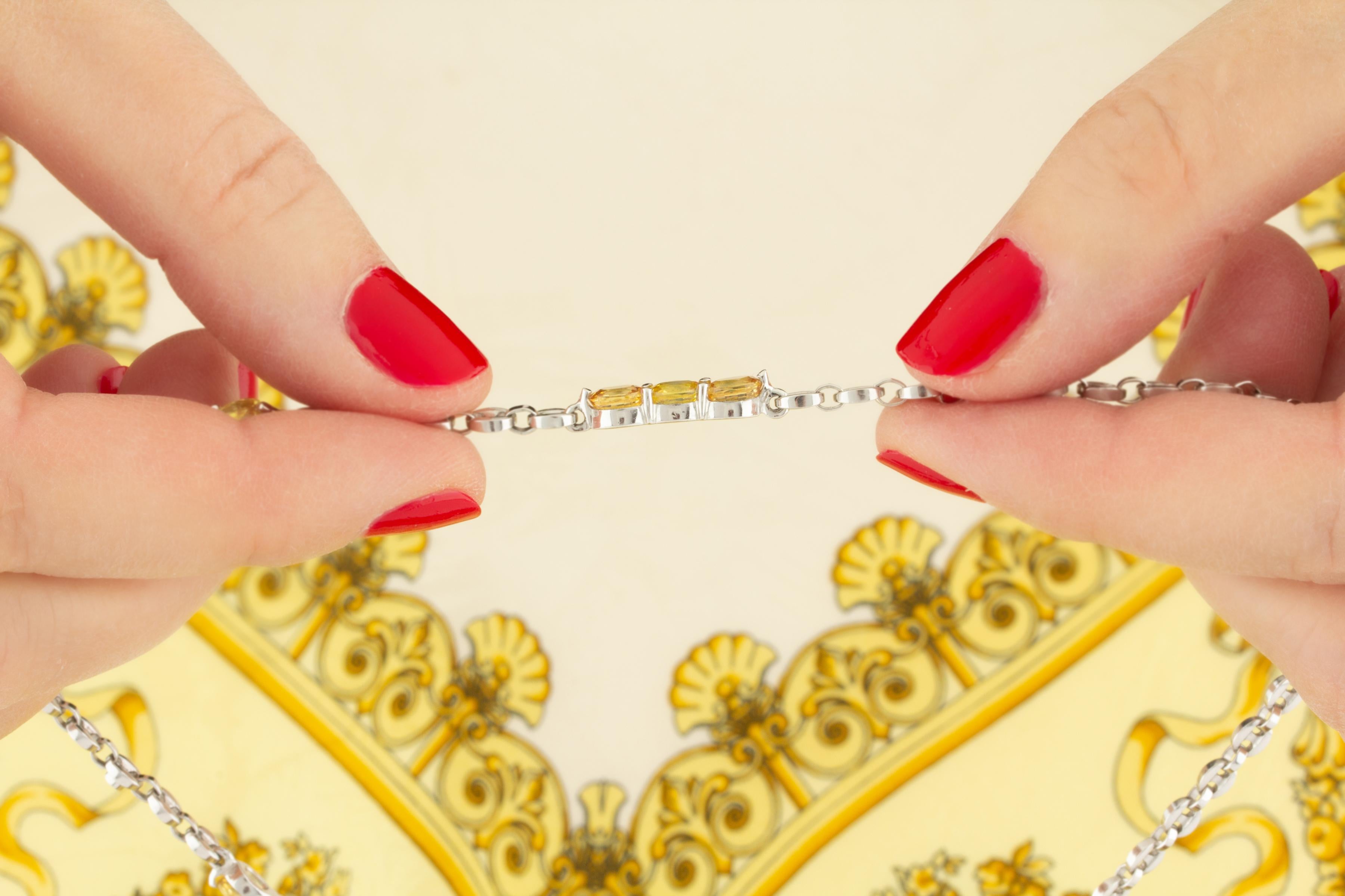 Ella Gafter Collier de perles en saphir jaune et diamants en vente 3