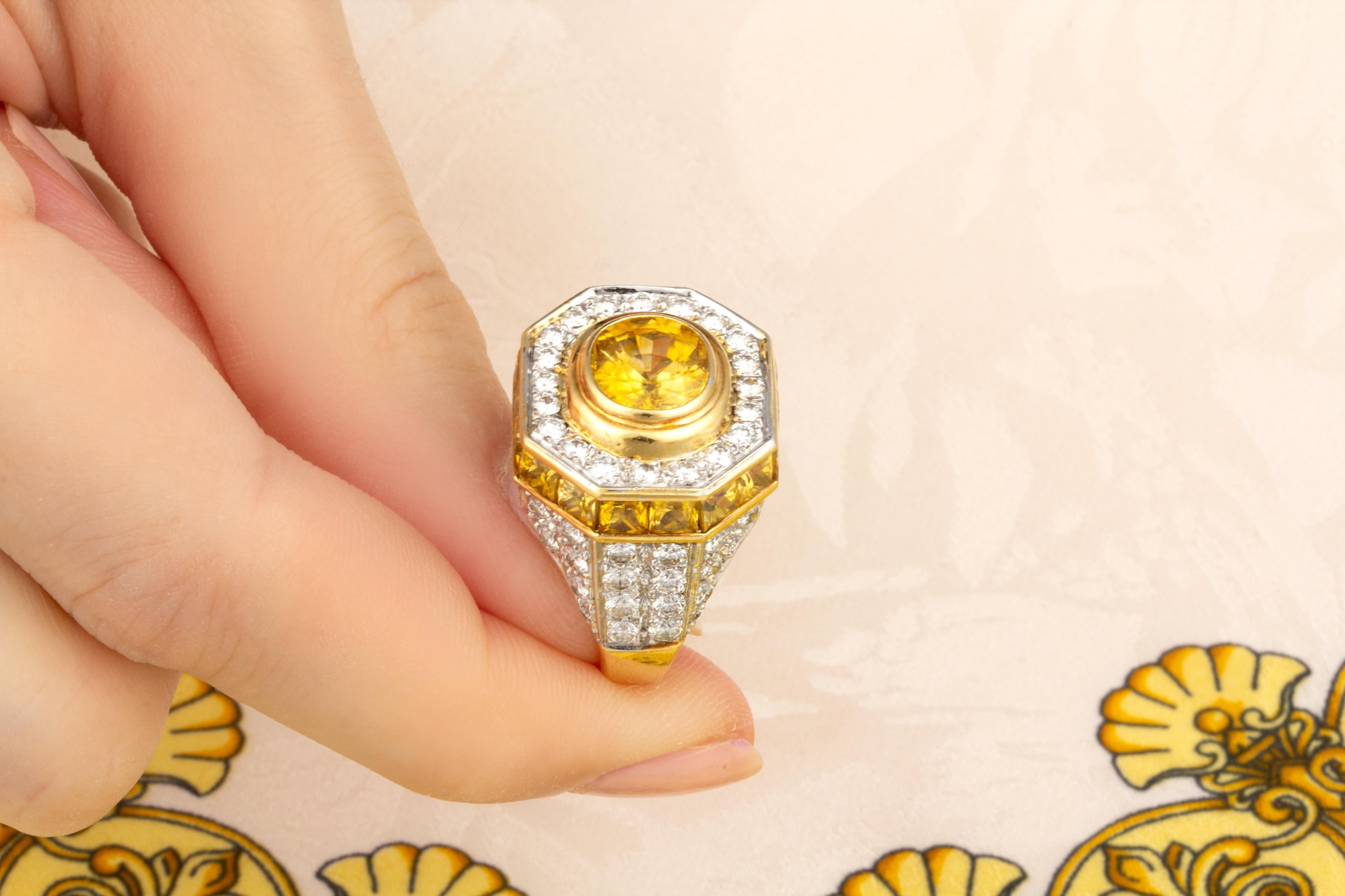 Ella Gafter Yellow Sapphire Diamond Ring In New Condition For Sale In New York, NY