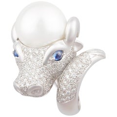 Ella Gafter Taurus Diamond 17mm Pearl Zodiac Ring 