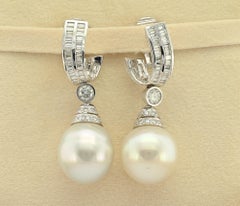 Ella Gem 18 mm. South Sea Pearl 3.70 Ct Diamond 18 KT Earrings