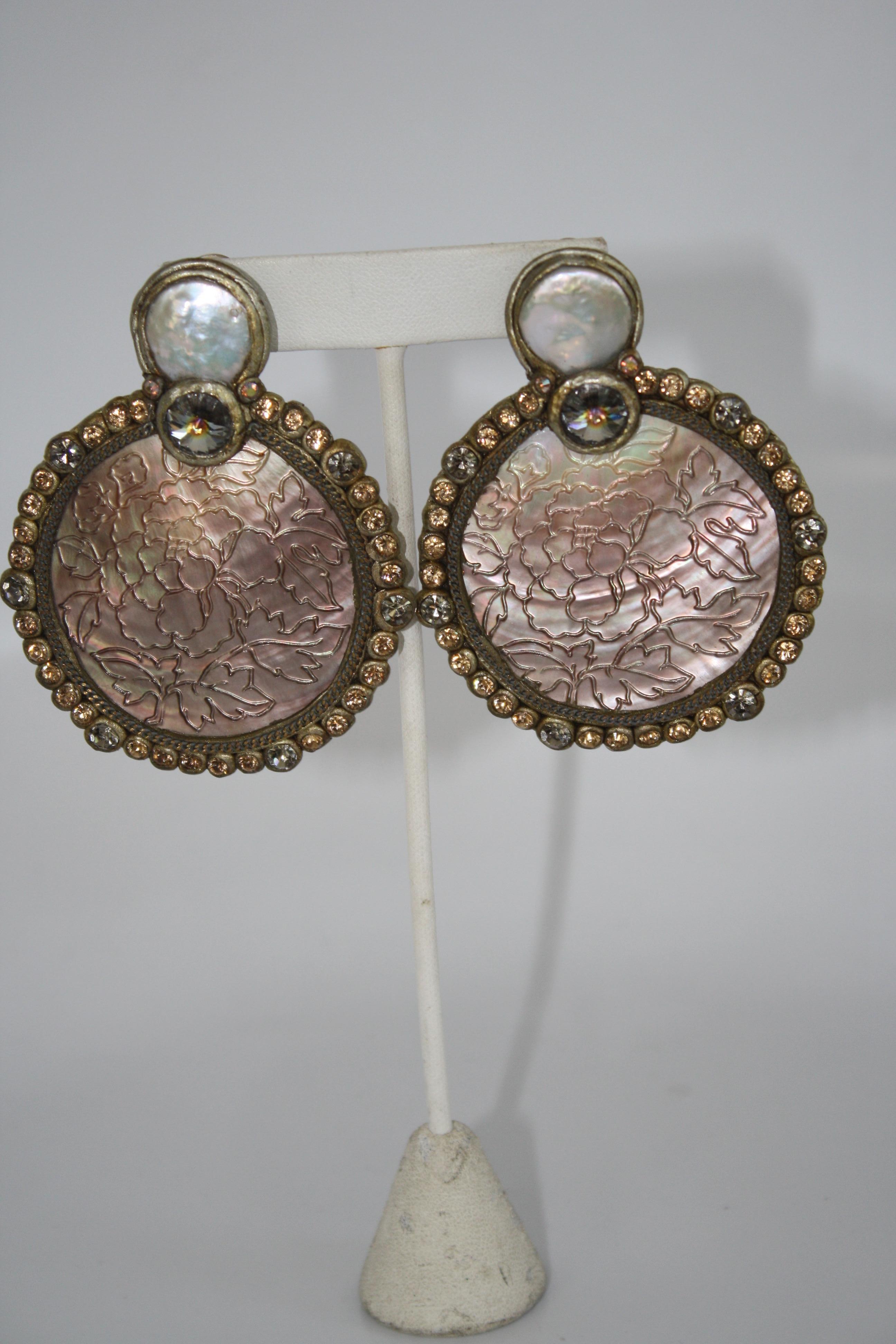 mother of pearl clip on earrings