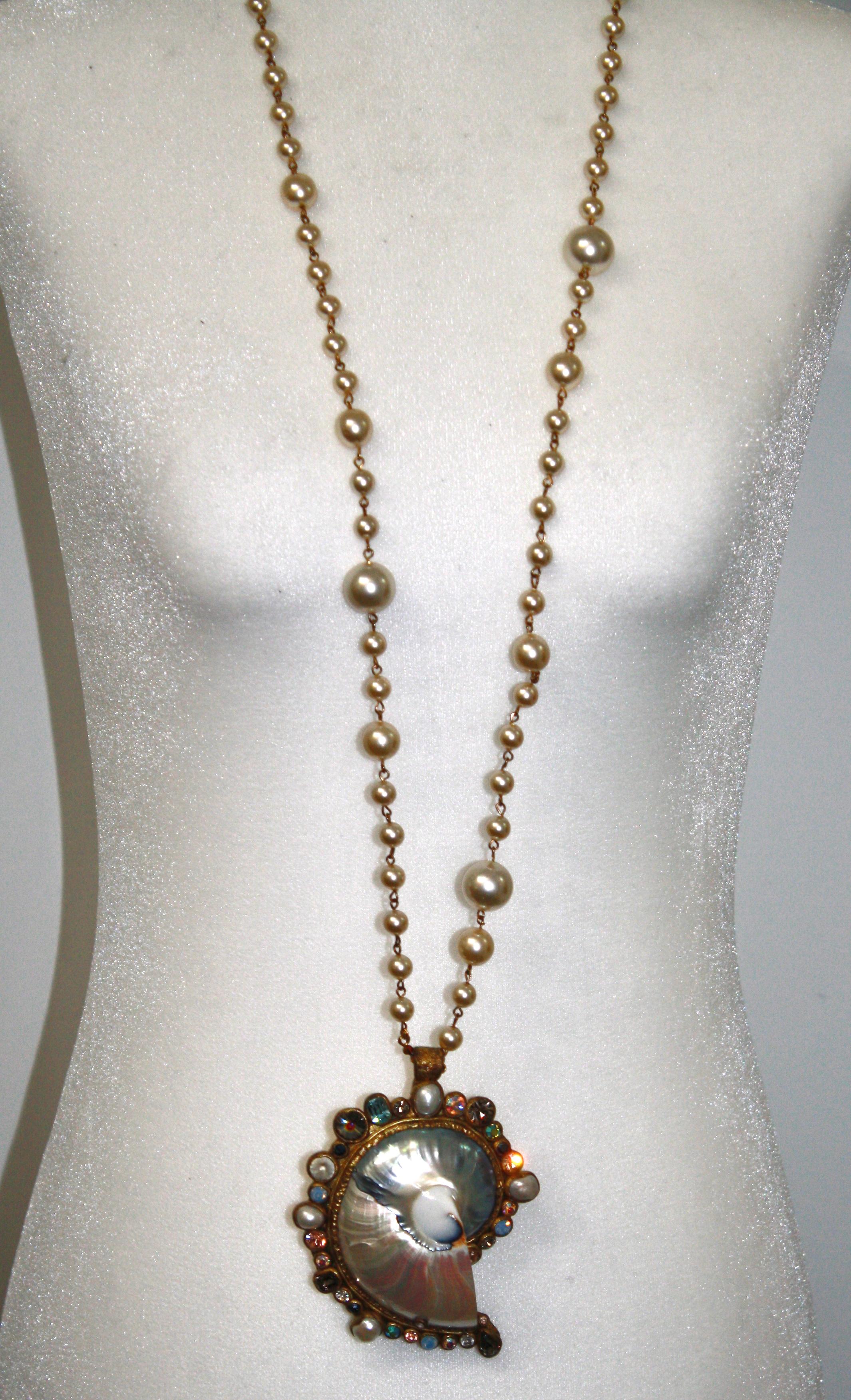 Women's Ella K Nautilus Shell Long Necklace