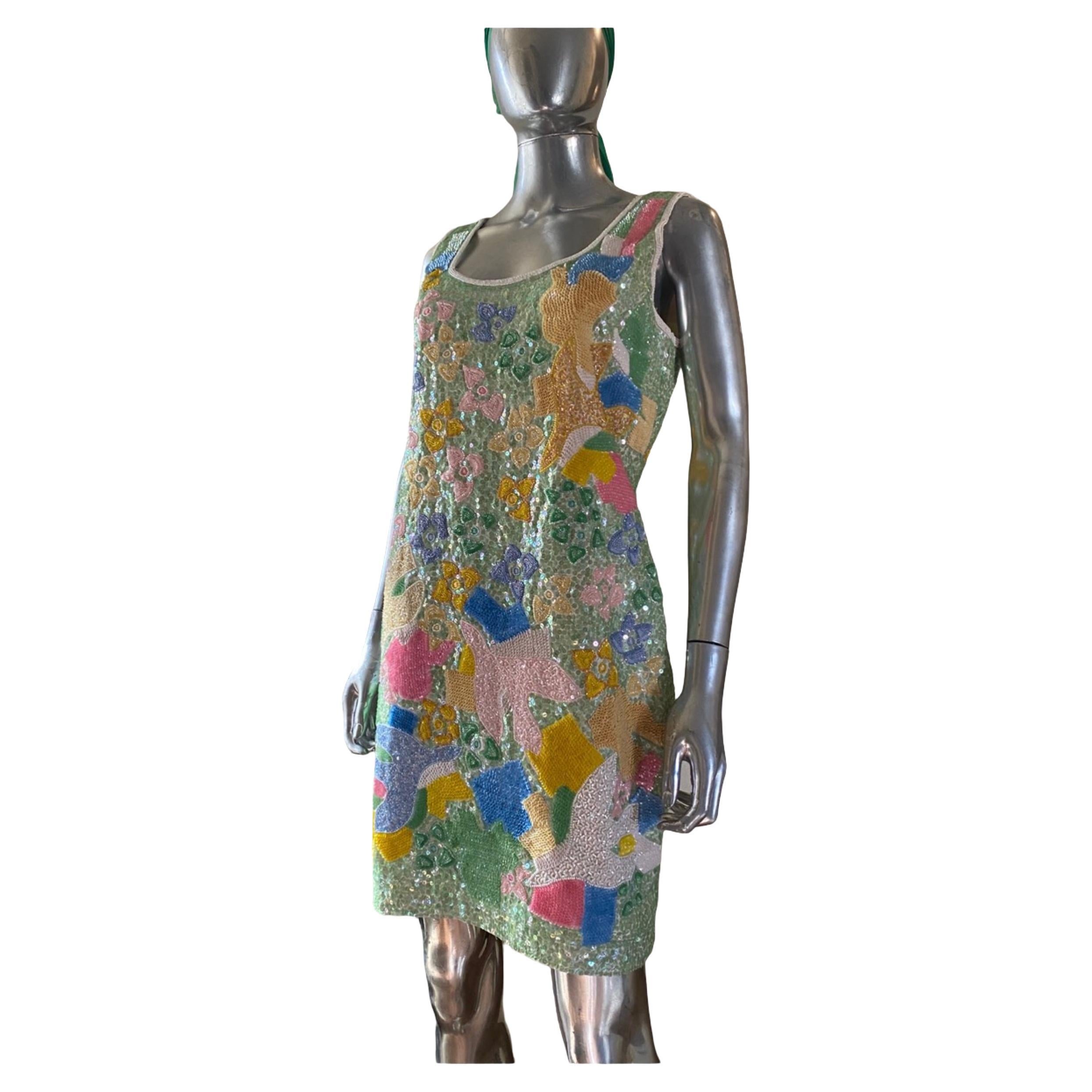 Ella Singh for Escada Limited Edition Hand Beaded Cocktail Dress NWT Size 10 For Sale