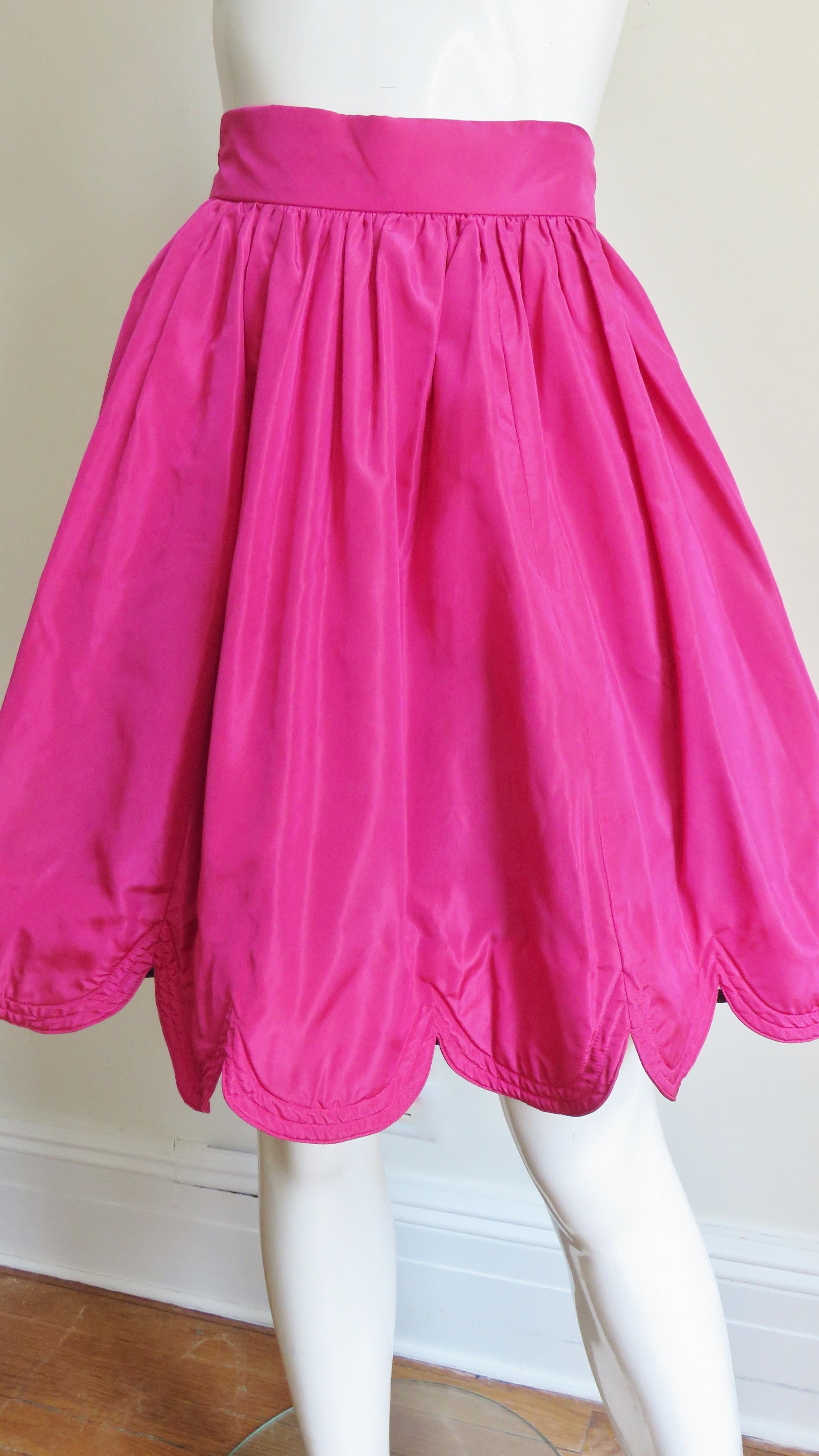 Pink Ella Singh New Silk Full Skirt with Scallop Hem