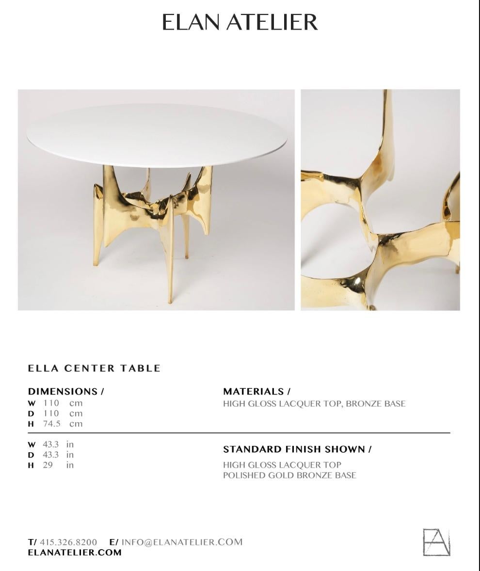 Ella Table in Polished Gold Bronze with White Gloss Top by Elan Atelier 3