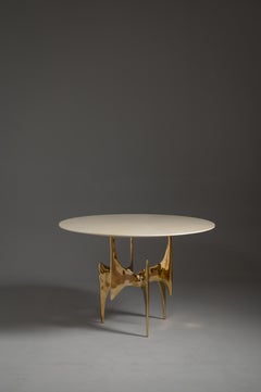 Ella Table in Polished Gold Bronze with White Top by Elan Atelier (IN STOCK)