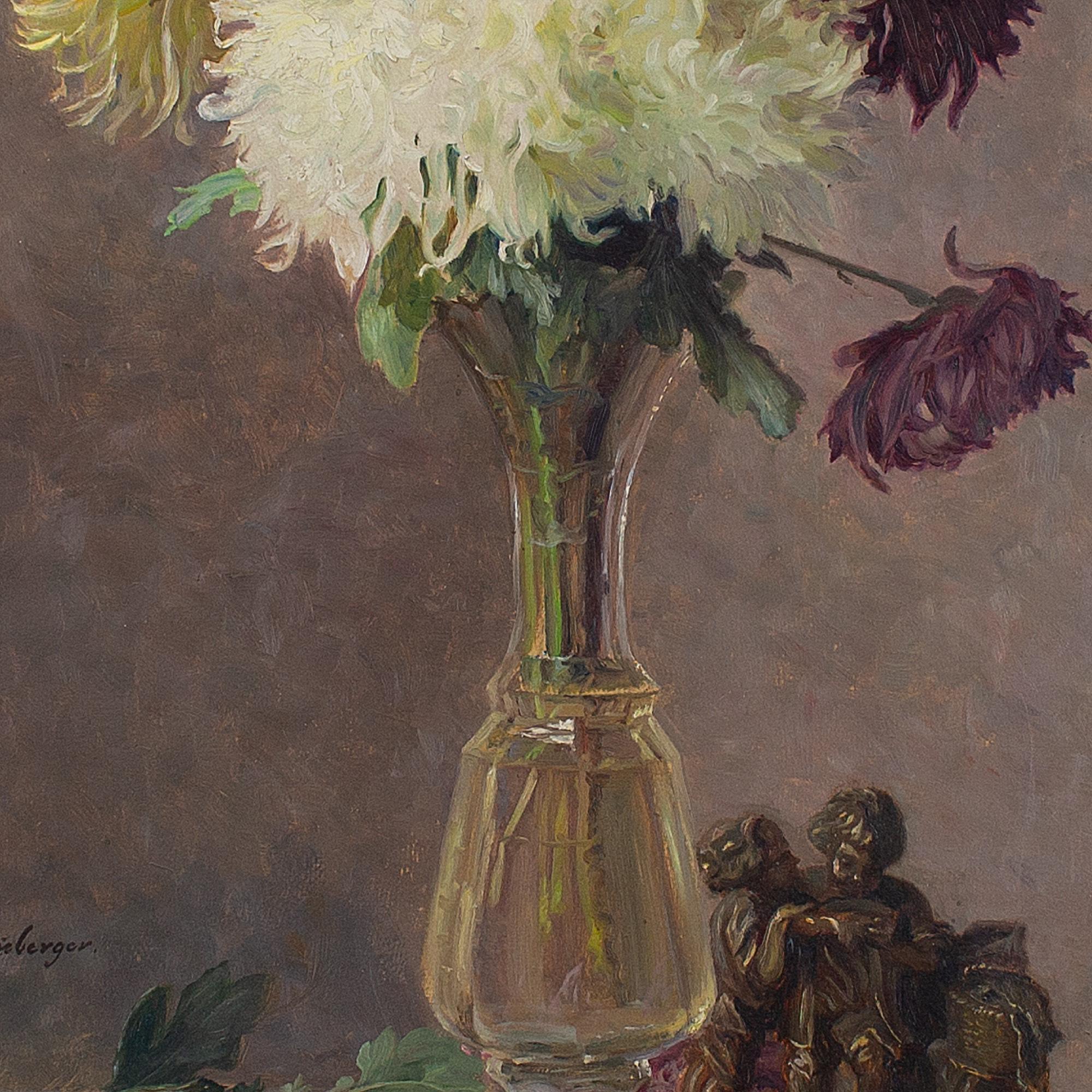 Ella Wetzko-Ehrenberger, Nature morte avec chrysanthèmes, peinture à l'huile en vente 3