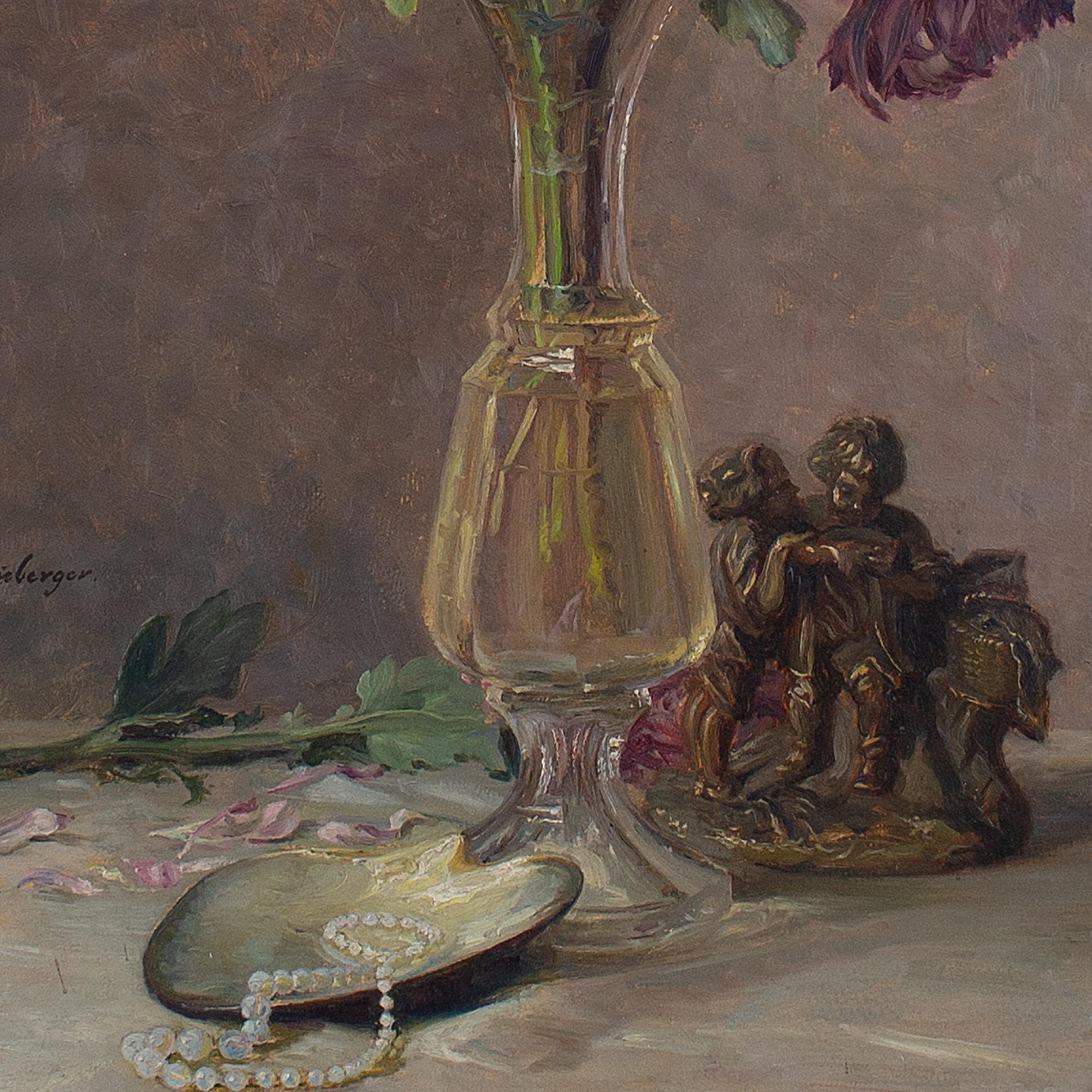 Ella Wetzko-Ehrenberger, Still Life With Chrysanthemums, Oil Painting For Sale 3