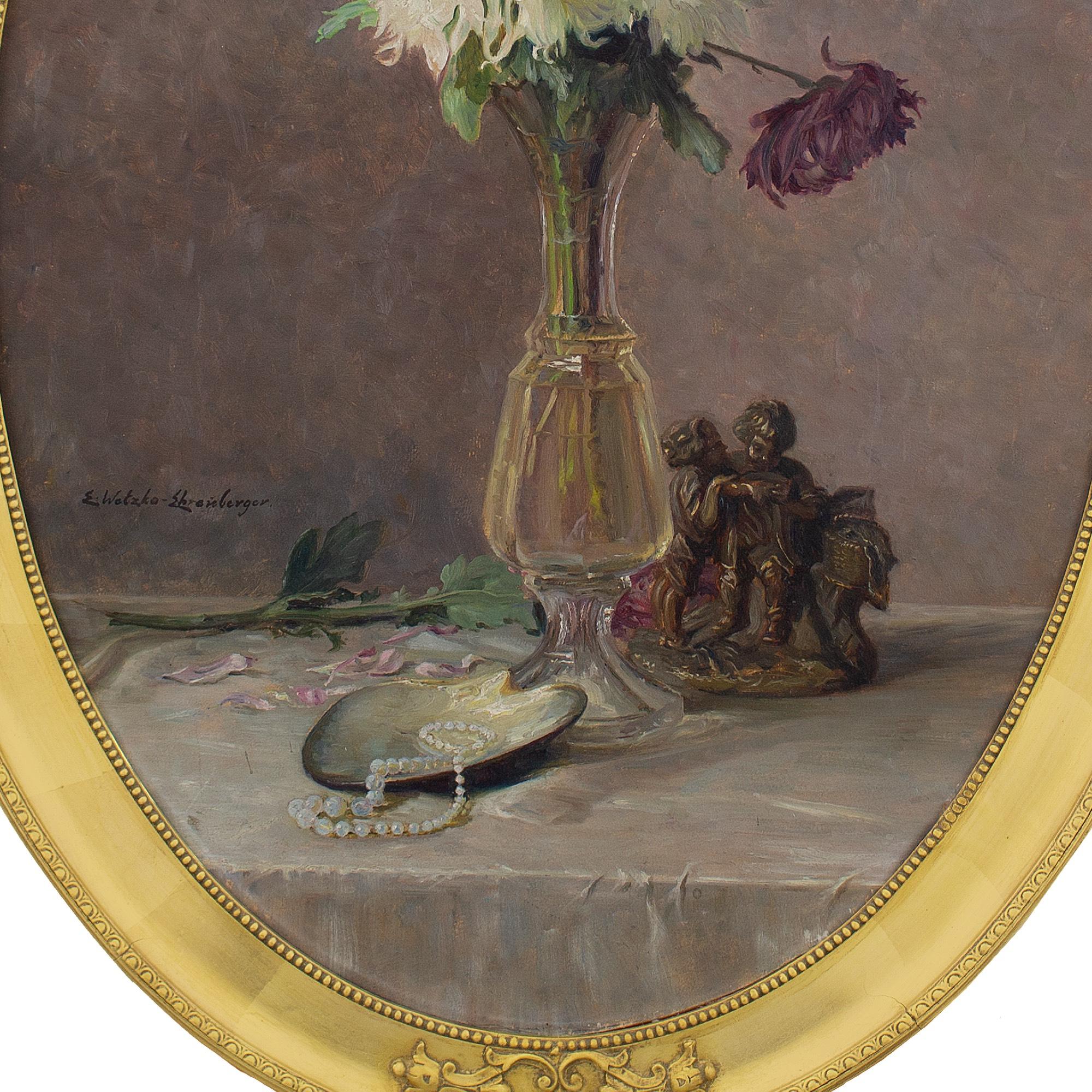 Ella Wetzko-Ehrenberger, Still Life With Chrysanthemums, Oil Painting For Sale 6