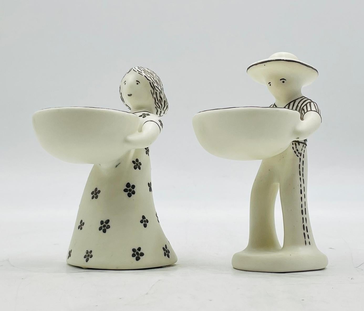 Mexican “Ella y Él” Porcelain & Pure Silver Sculptures by Emilia Castillo, 1995 For Sale
