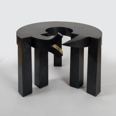 ELLE A DU CHIEN 1/1 Patinated zinc and bronze side table by Yves Pagart, 2023