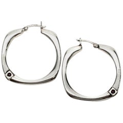 Vintage ELLE Jewelry Sterling Silver Cushions Square Hoops
