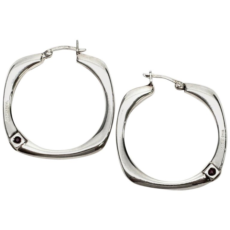 ELLE Jewelry Sterling Silver Cushions Square Hoops For Sale at 1stDibs | 925  elle china, vintage elle jewelry