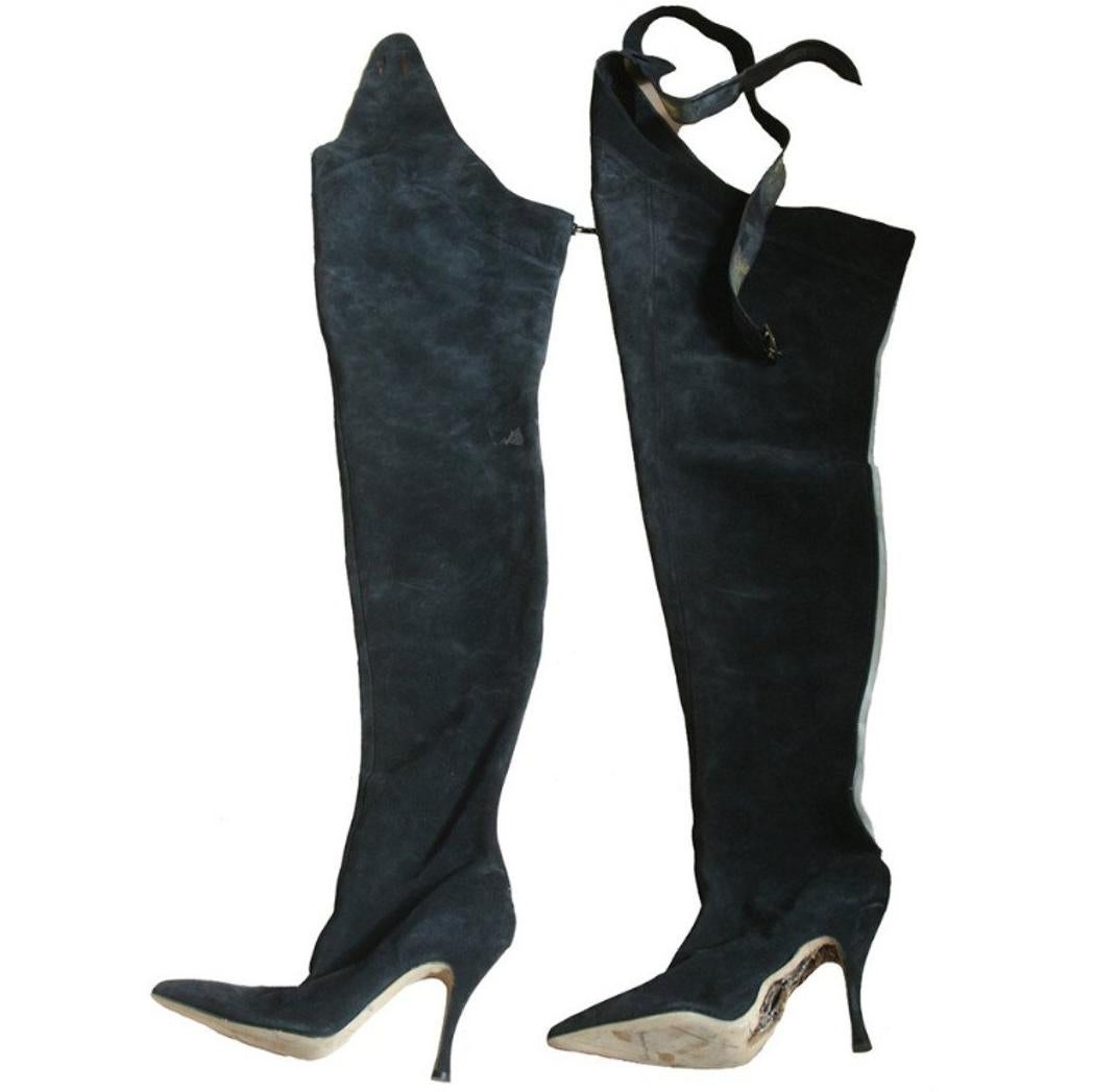 Elle Macpherson Manolo Blahnik Suede Boots For Sale