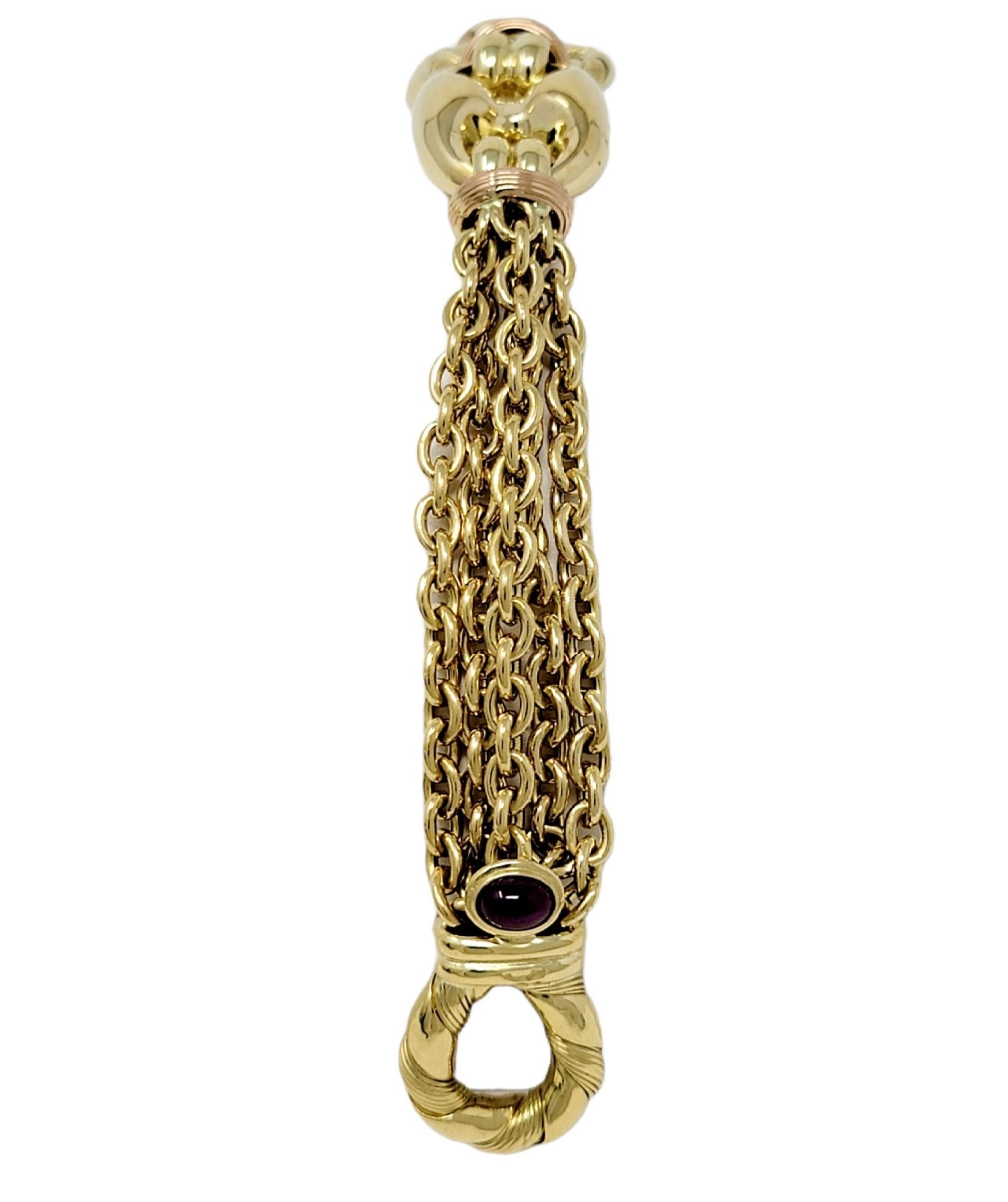 Elledue Italian 18 Karat Yellow Gold Asymmetrical Chain Link Bracelet with Ruby 1