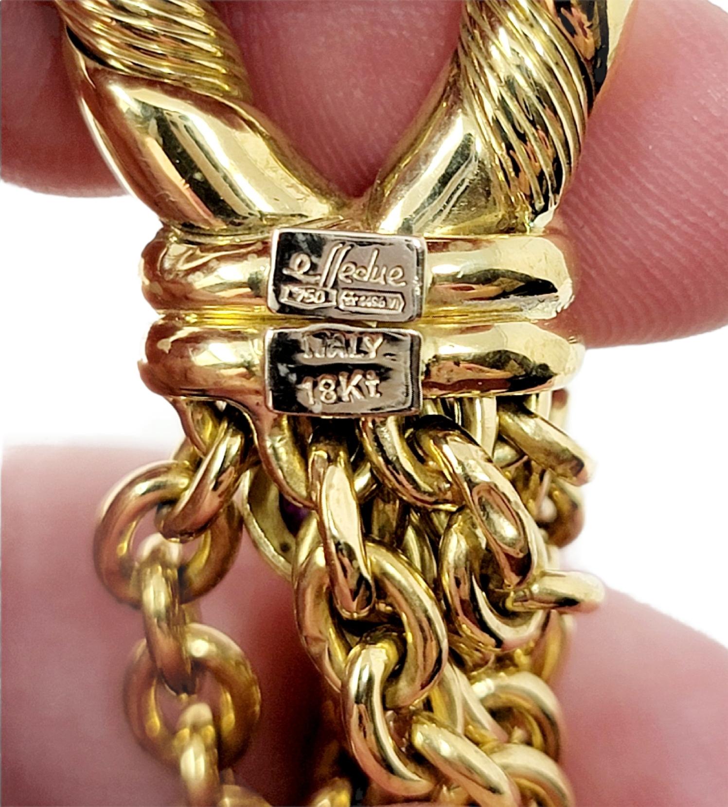 Elledue Italian 18 Karat Yellow Gold Asymmetrical Chain Link Bracelet with Ruby 8
